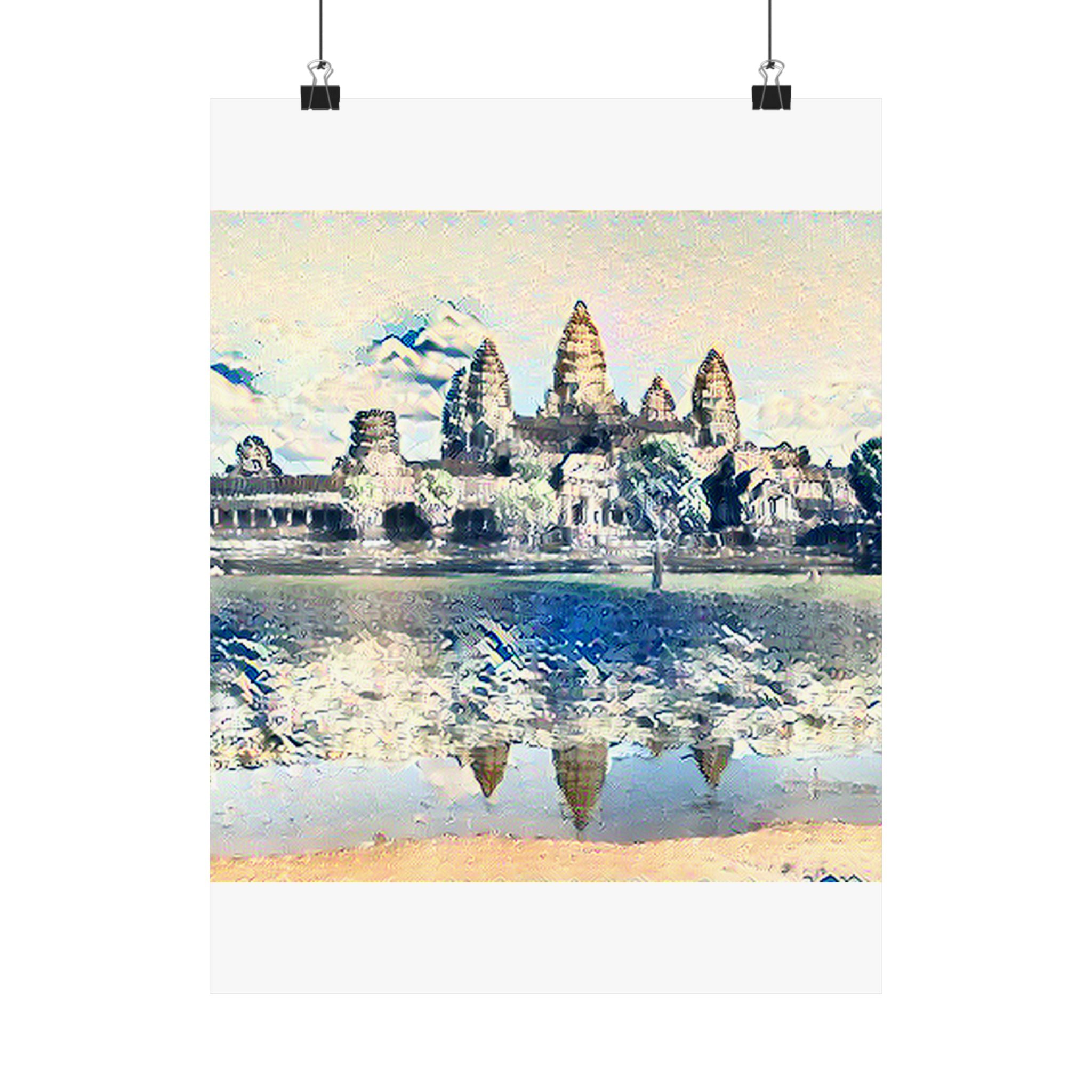 Angkor Wat in The Great Wave off Kanagawa Style | Katsushika Hokusai Inspired Art