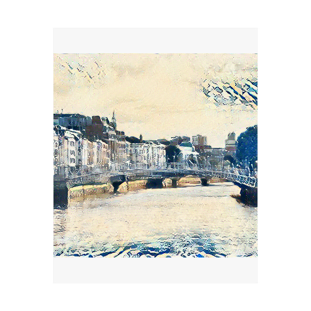 Ha'penny Bridge in The Great Wave off Kanagawa Style | Katsushika Hokusai Inspired Art