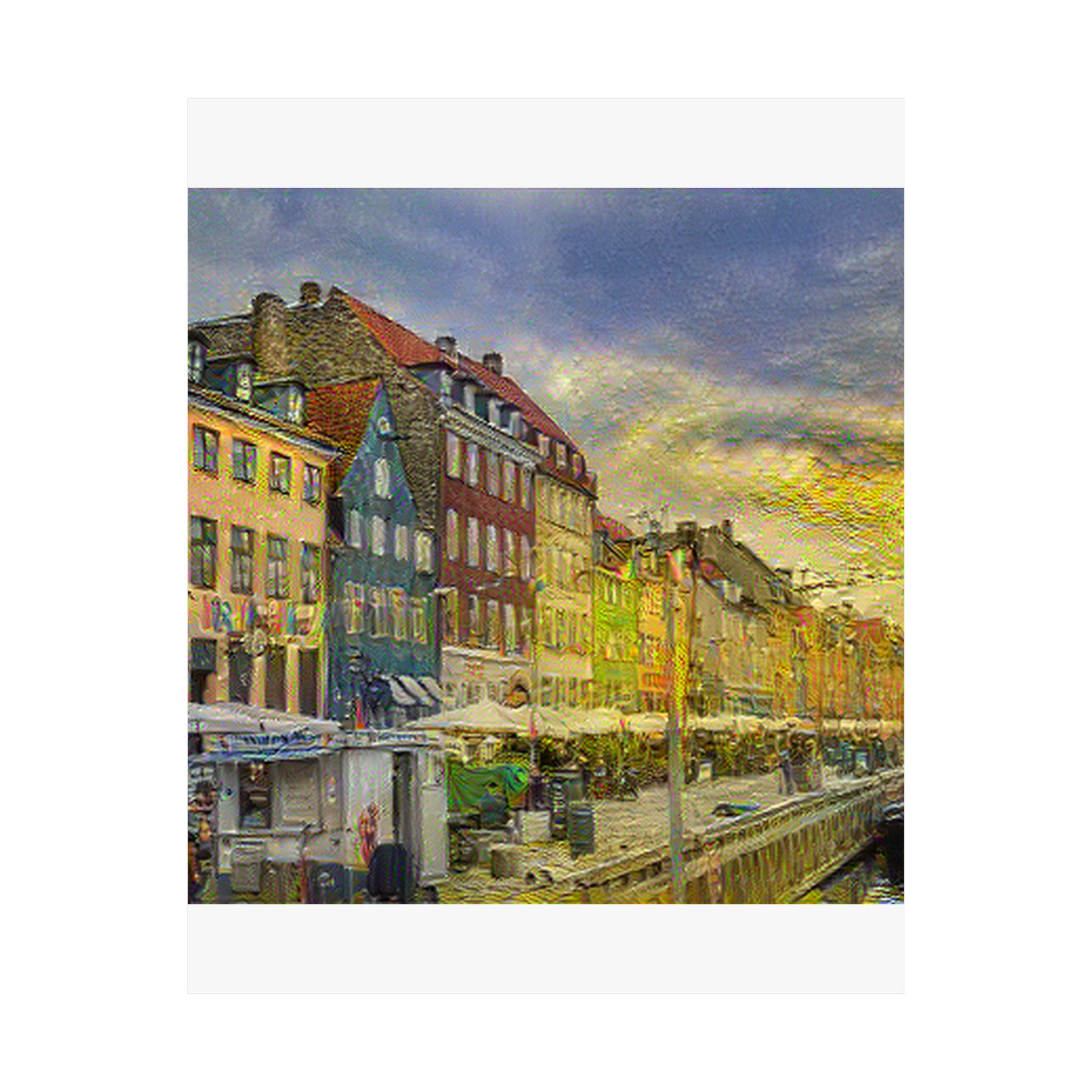 Nyhavn in Cafe Terrace at Night Style | Vincent van Gogh Inspired Art