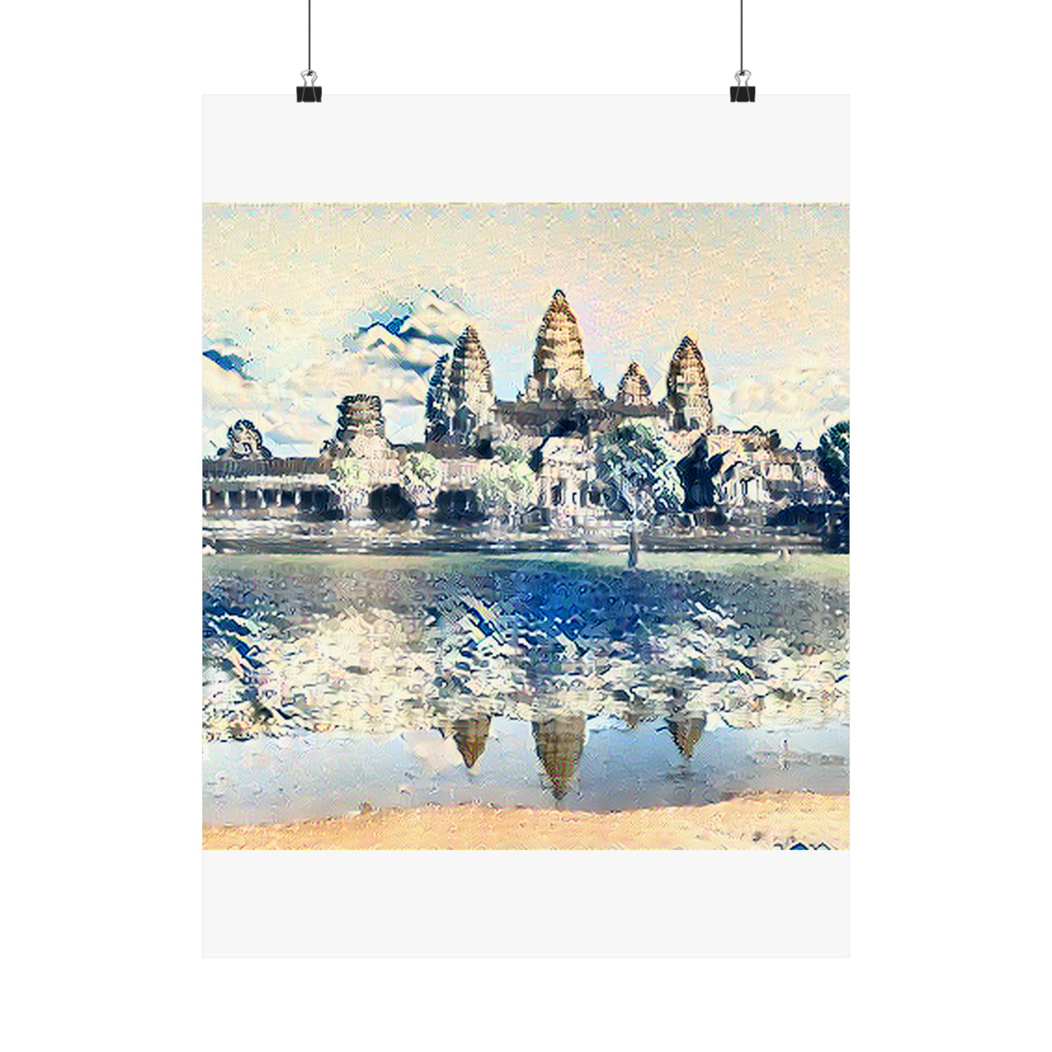 Angkor Wat in The Great Wave off Kanagawa Style | Katsushika Hokusai Inspired Art