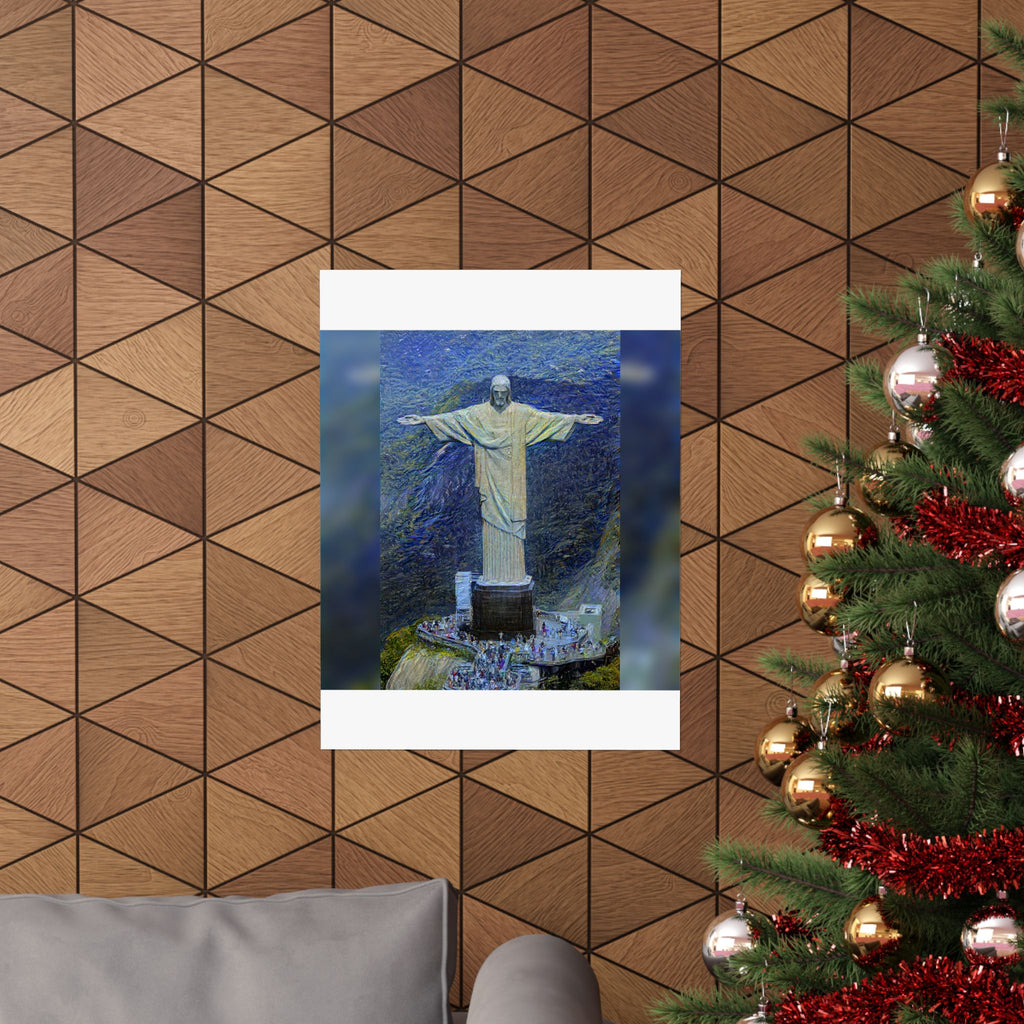 Christ the Redeemer in Starry Night Style - Art Poster Print
