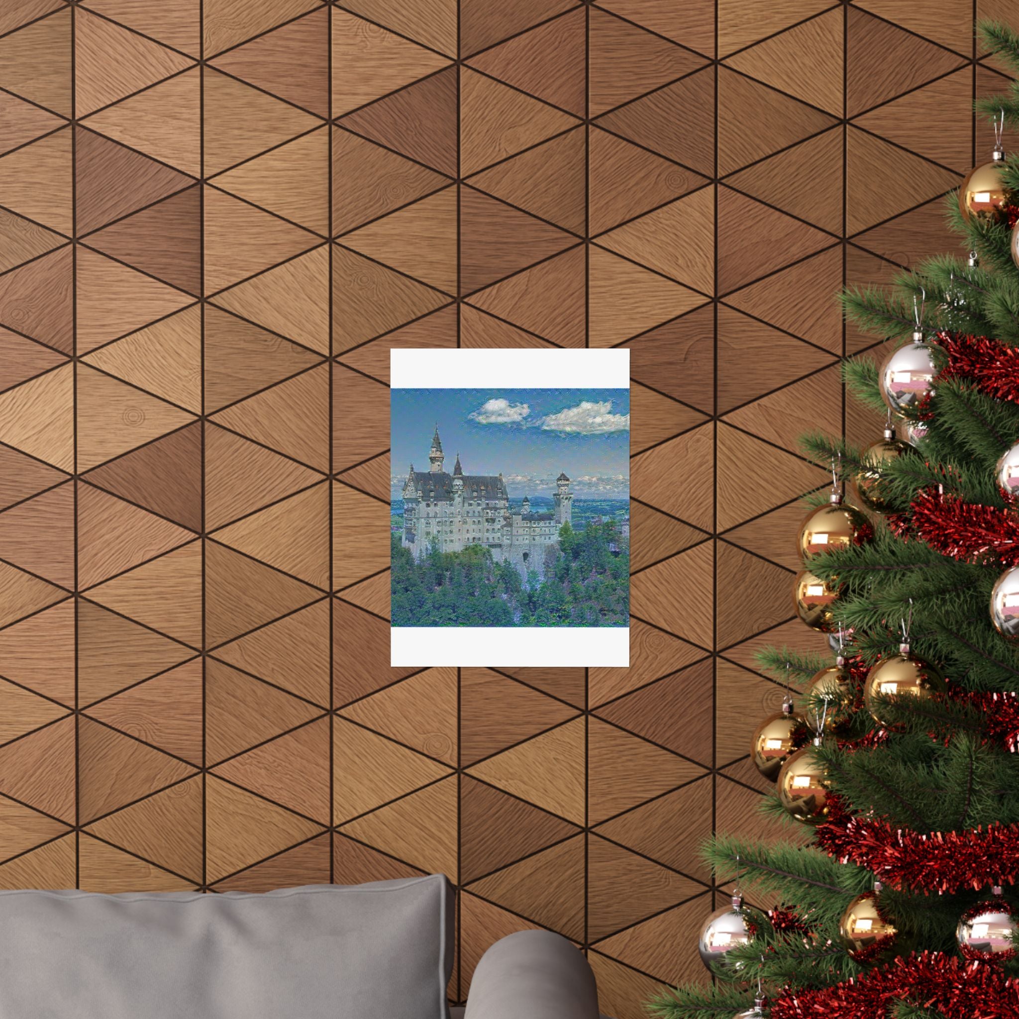 Neuschwanstein in Water Lilies Style - Poster Print