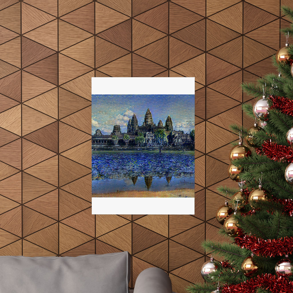 Angkor Wat in Starry Night Style | Vincent van Gogh Inspired Art