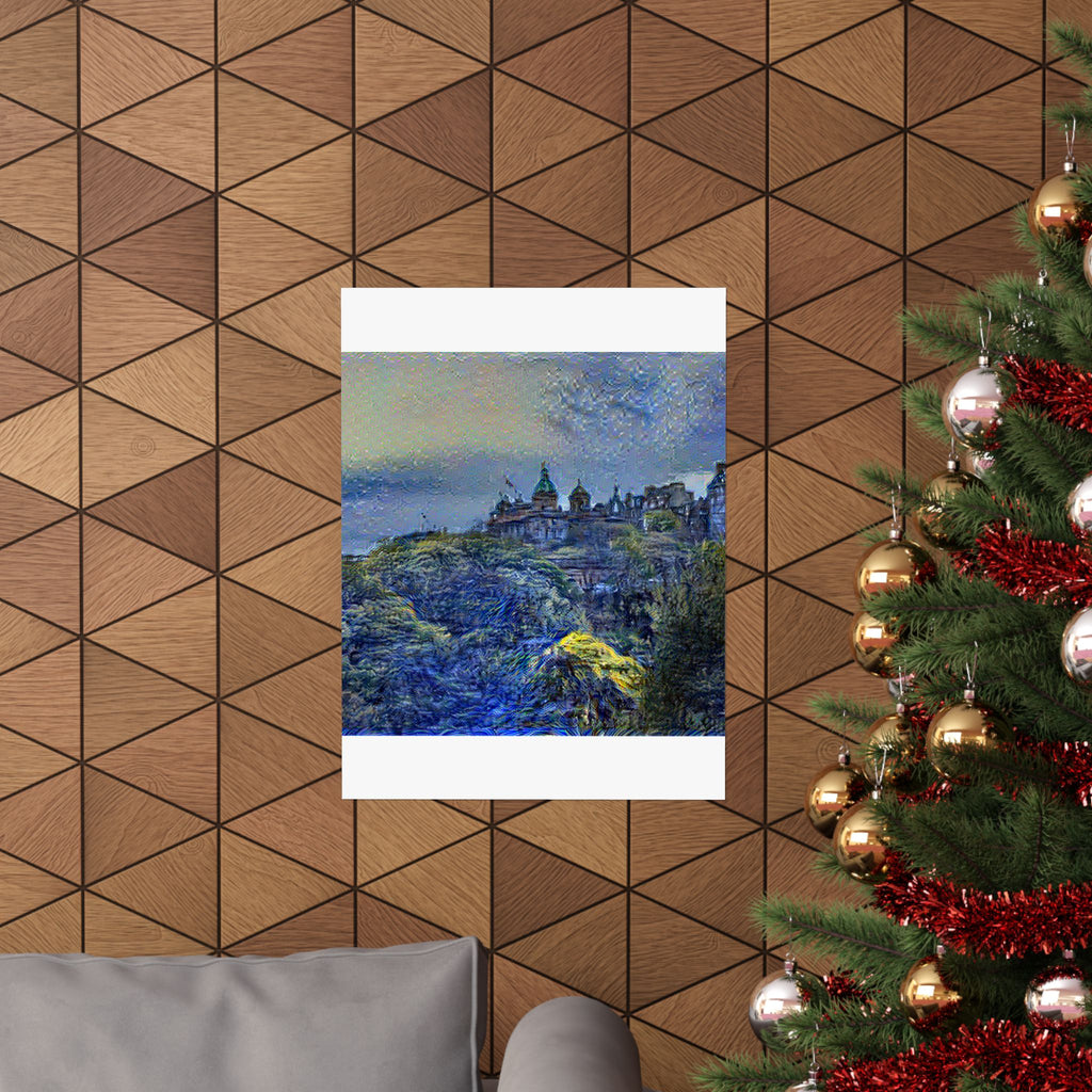 Edinburgh Old Town in Starry Night Style | Vincent van Gogh Inspired Art