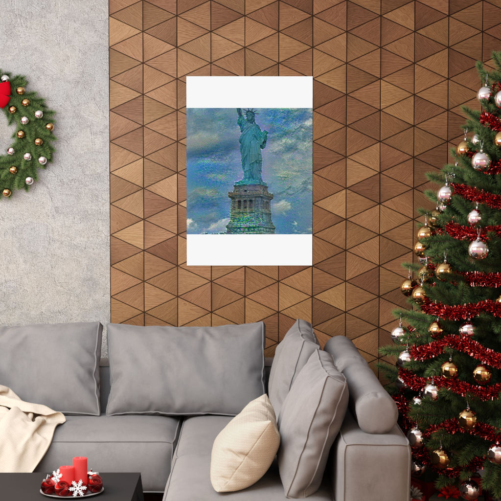 Statue Of Liberty in Water Lilies Style - Poster Print