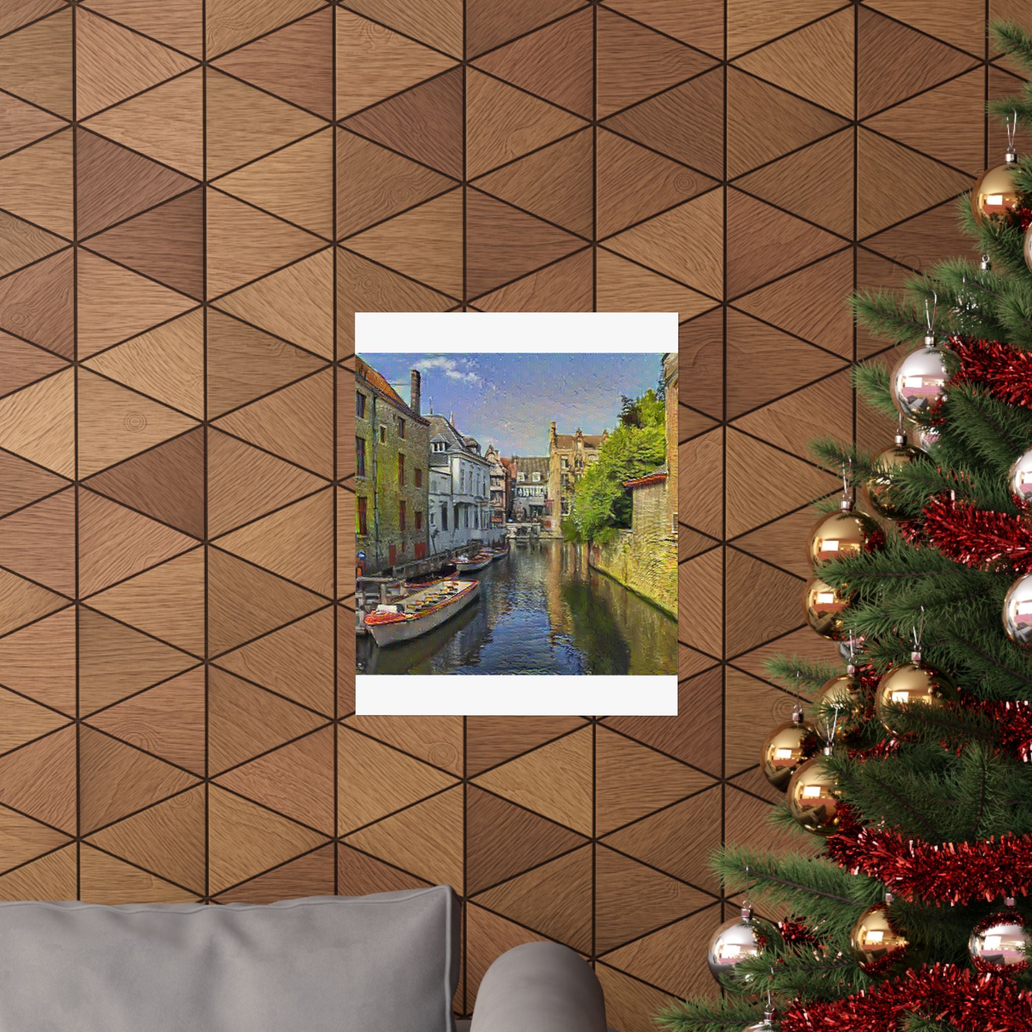 Bruges Medieval Center in Cafe Terrace at Night Style | Vincent van Gogh Inspired Art