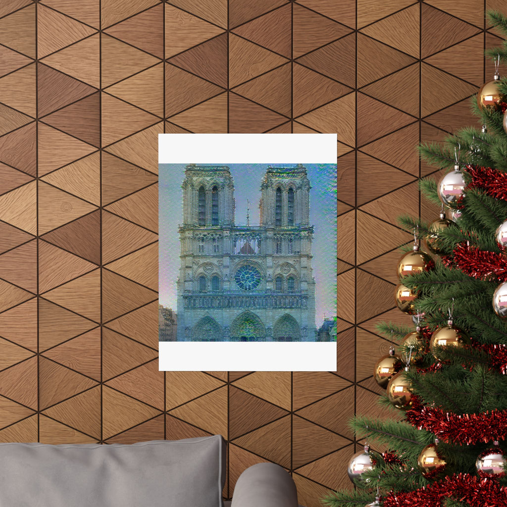 Notre Dame in Water Lilies Style - Poster Print