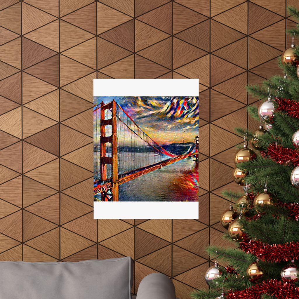 Golden Gate in Composition Vii Style - Poster Print