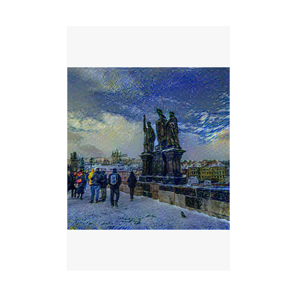 Charles Bridge in Starry Night Style | Vincent van Gogh Inspired Art
