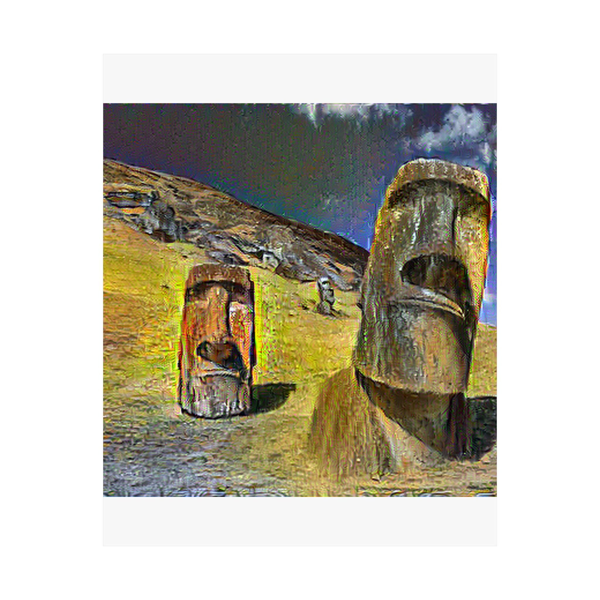 Moai in Cafe Terrace Style - Poster Print