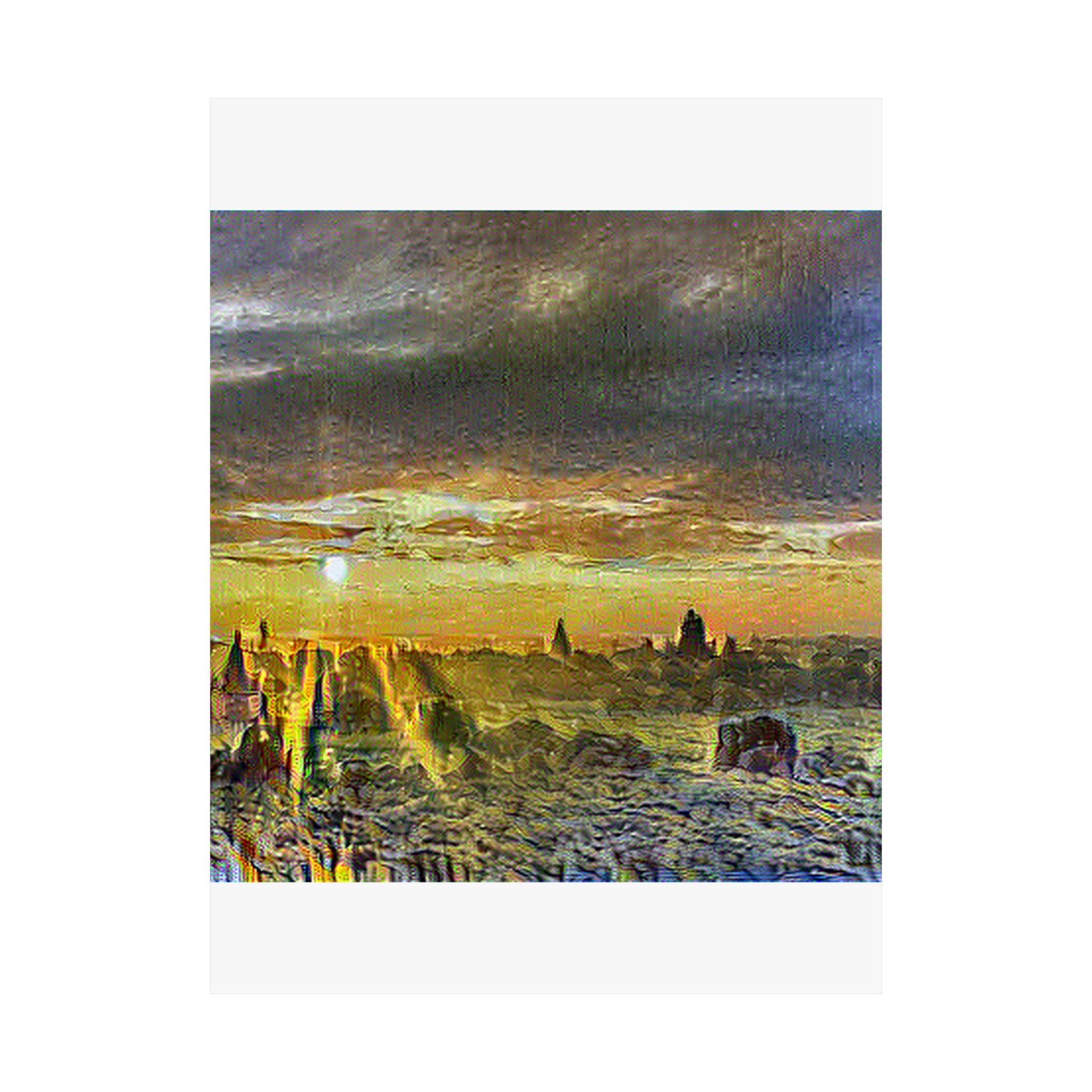 Bagan Temple Plain in Cafe Terrace at Night Style | Vincent van Gogh Inspired Art