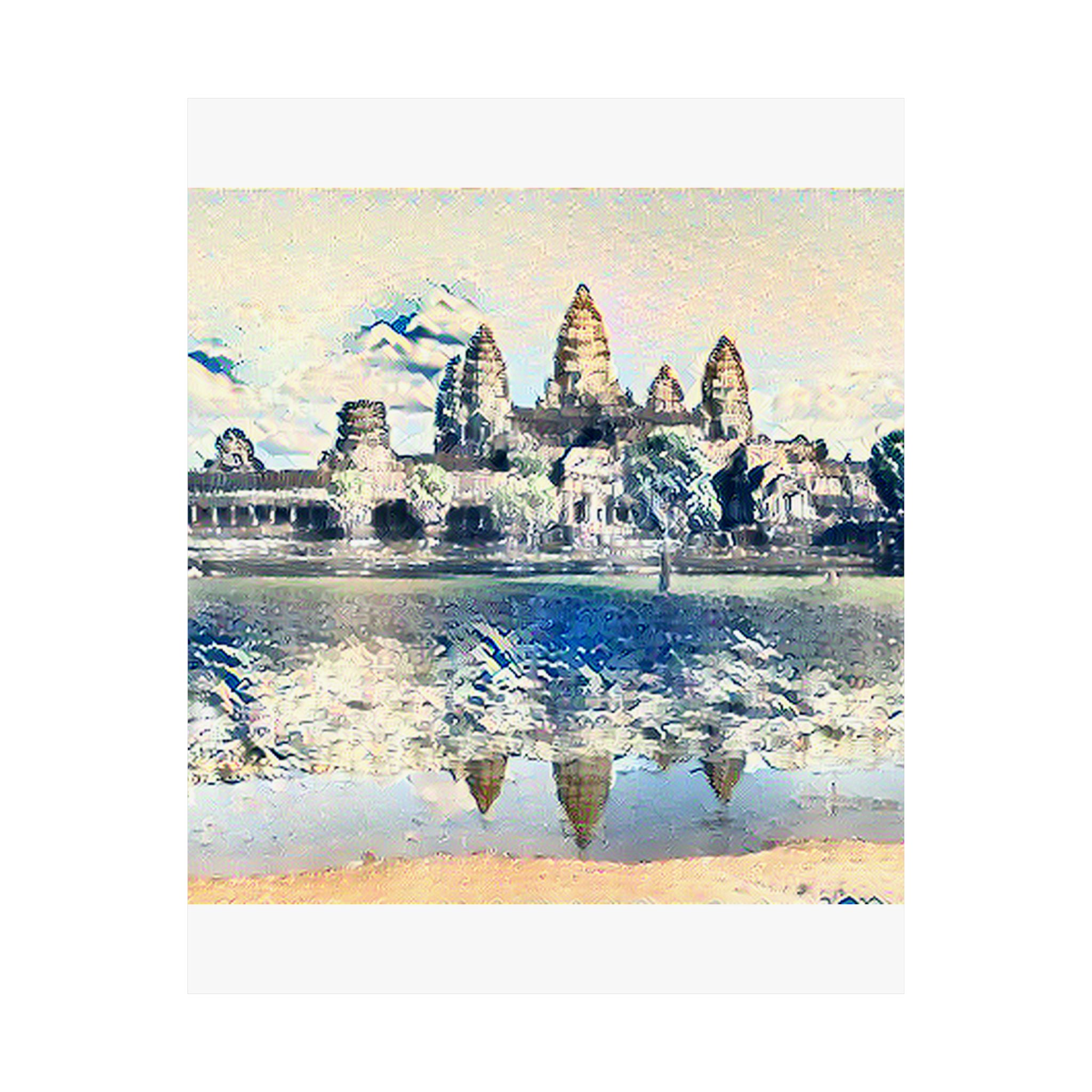 Angkor Wat in The Great Wave off Kanagawa Style | Katsushika Hokusai Inspired Art