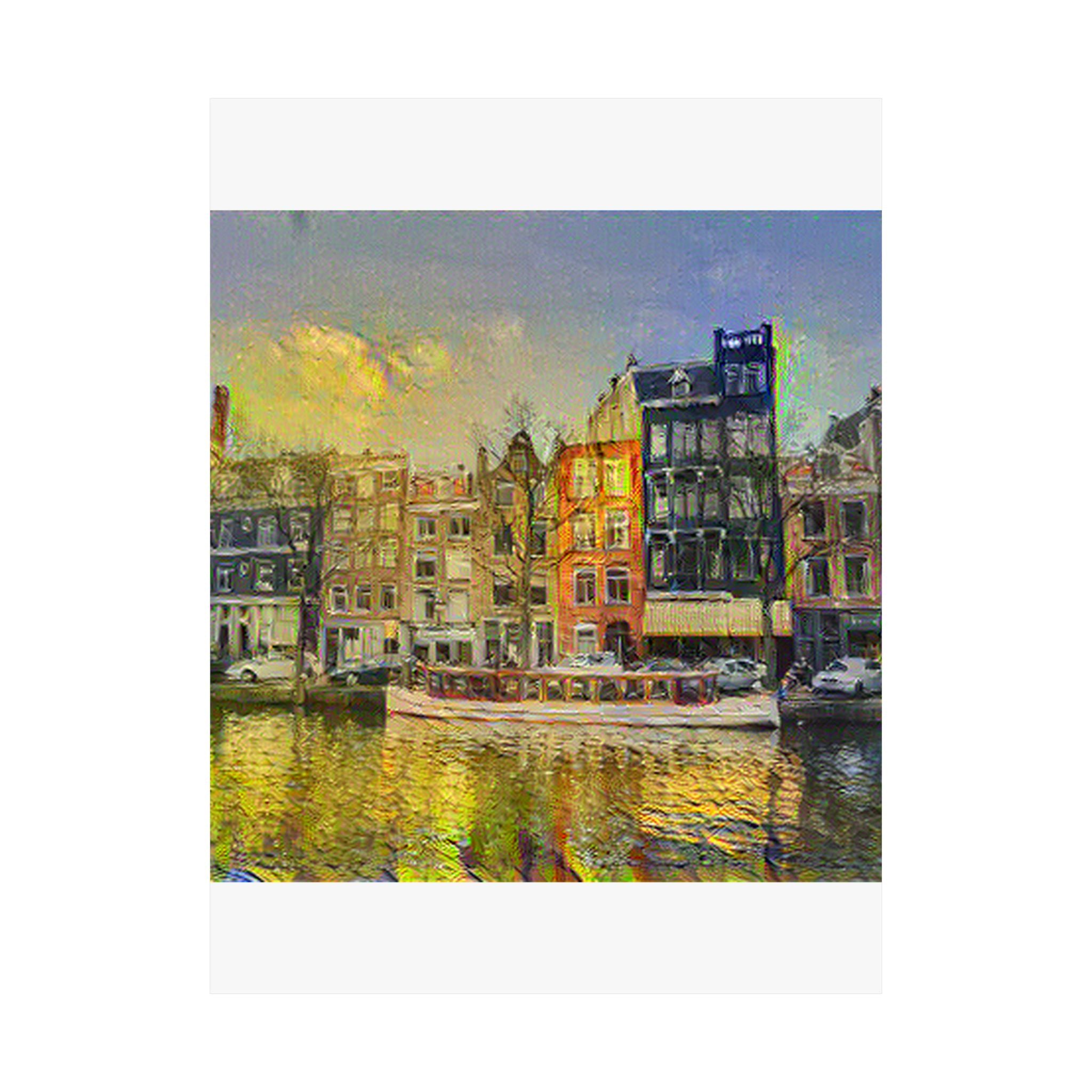 Amsterdam Canal Ring in Cafe Terrace at Night Style | Vincent van Gogh Inspired Art