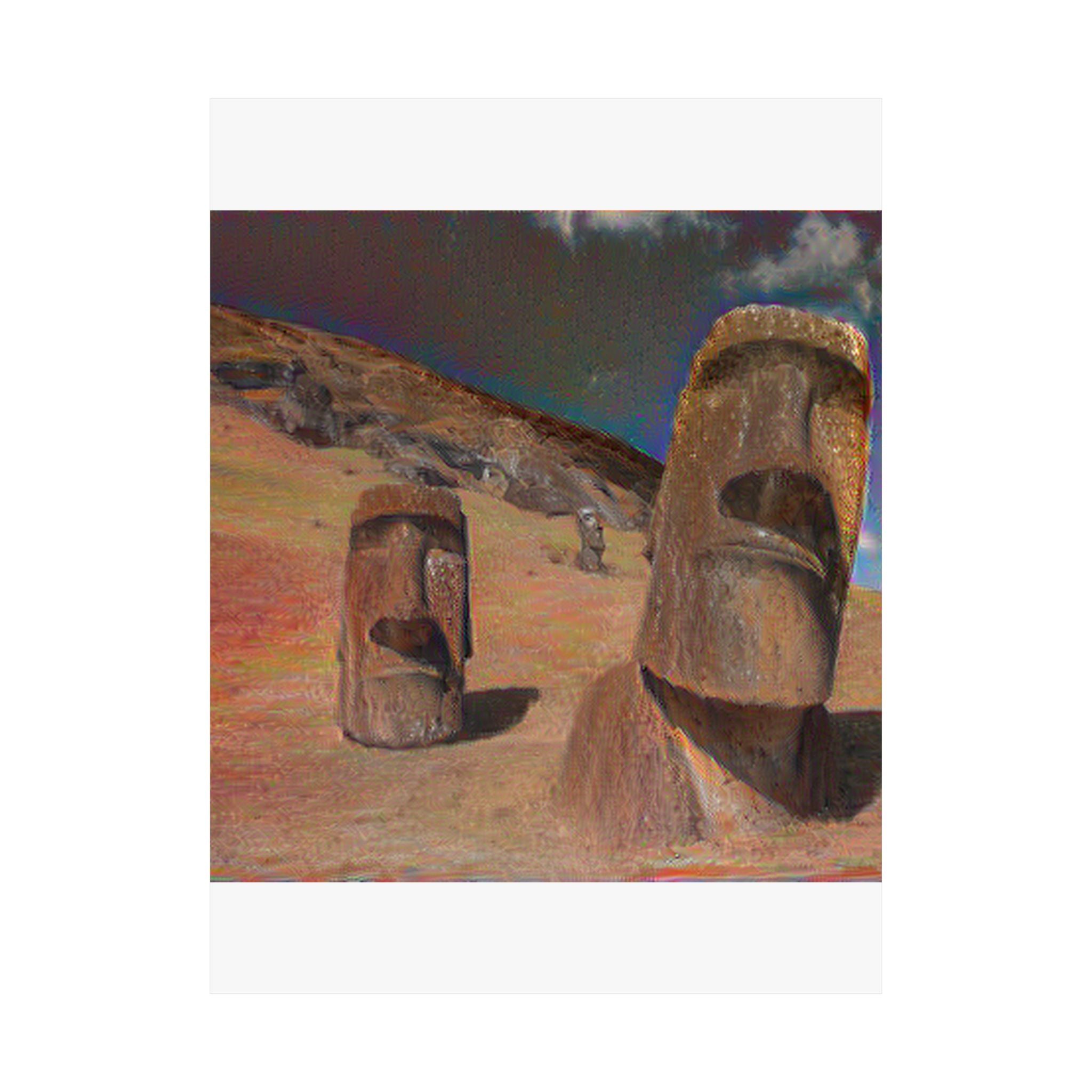 Moai Statues in The Scream Style | Edvard Munch Inspired Art