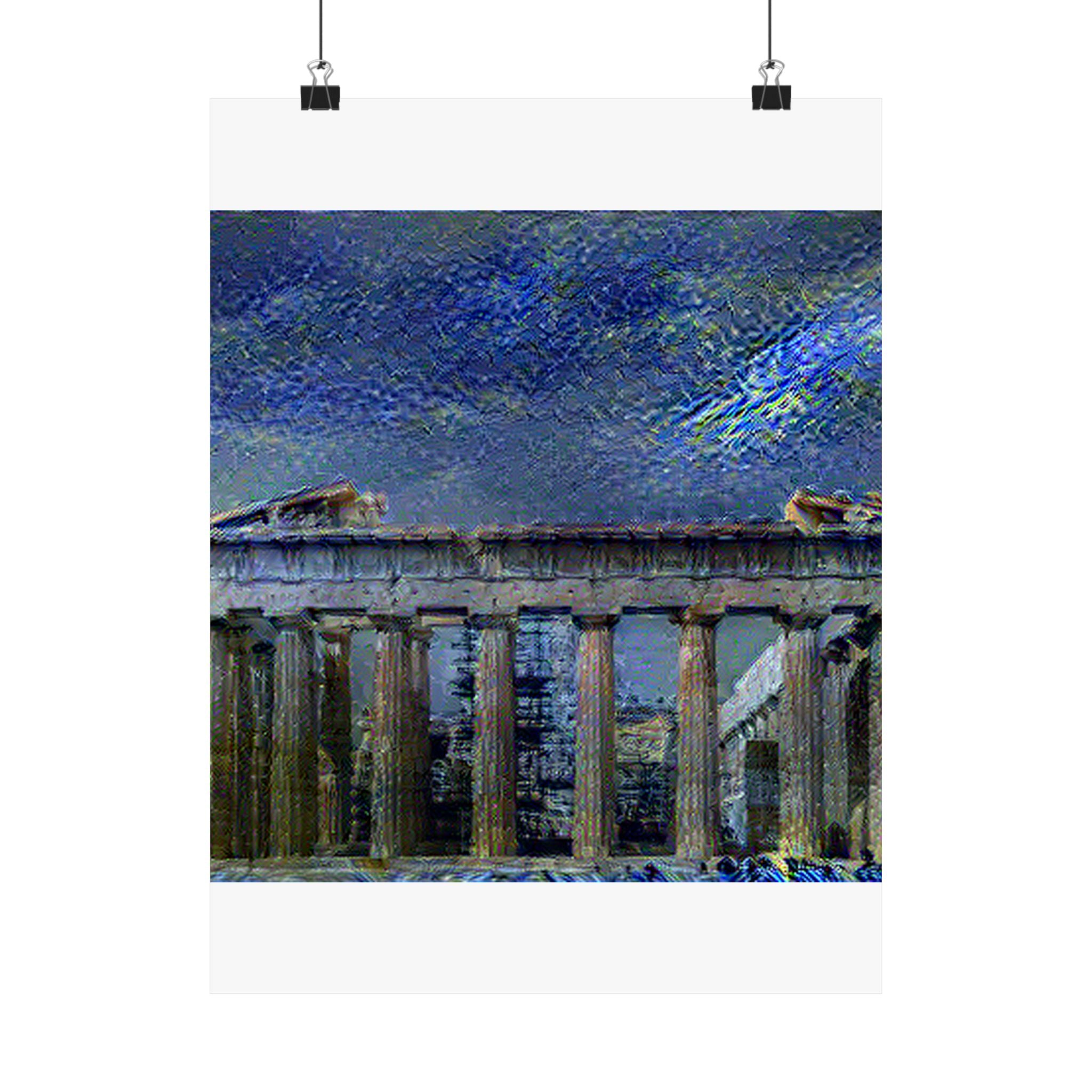 Acropolis Athens in Starry Night Style - Poster Print