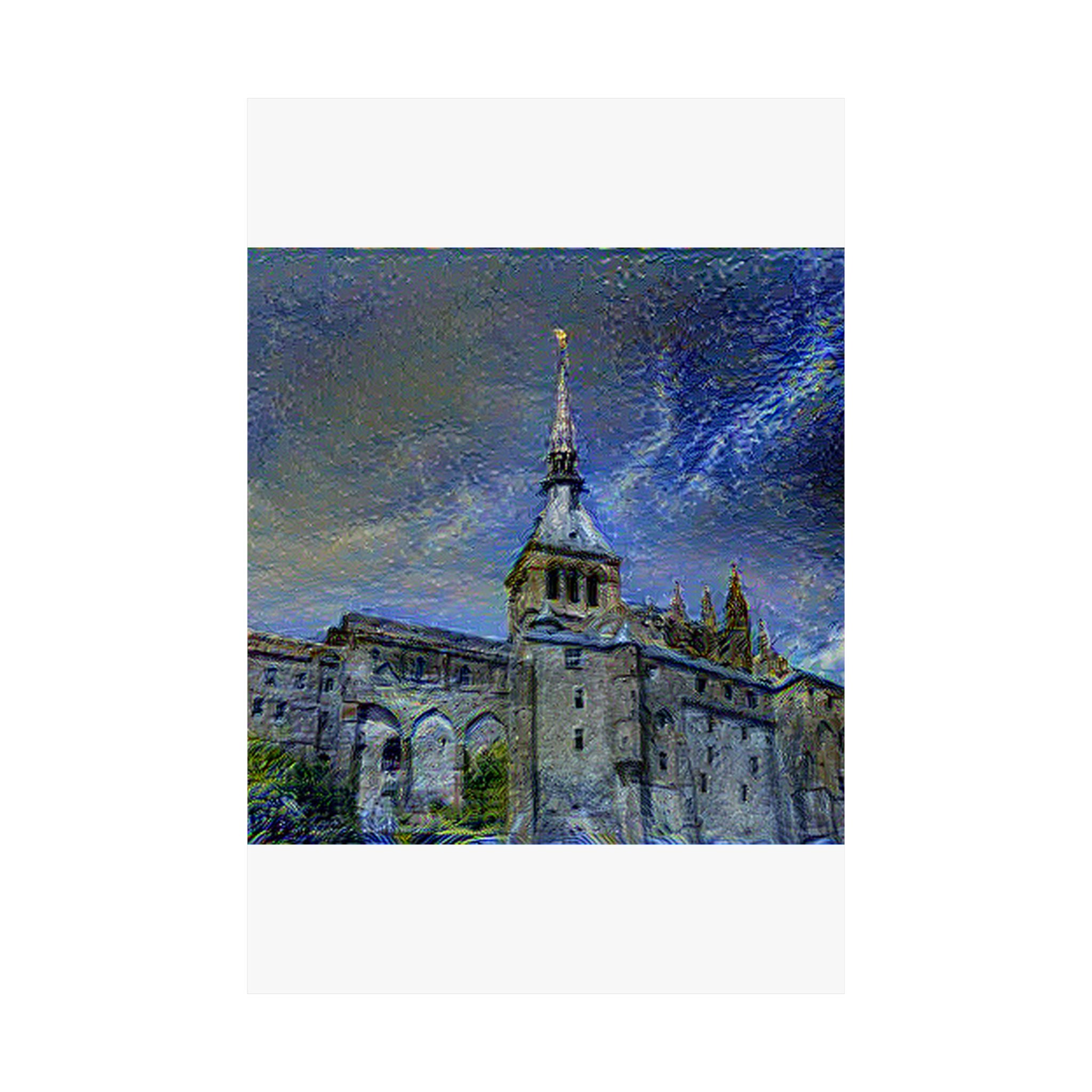 Mont Saint-Michel in Starry Night Style | Vincent van Gogh Inspired Art