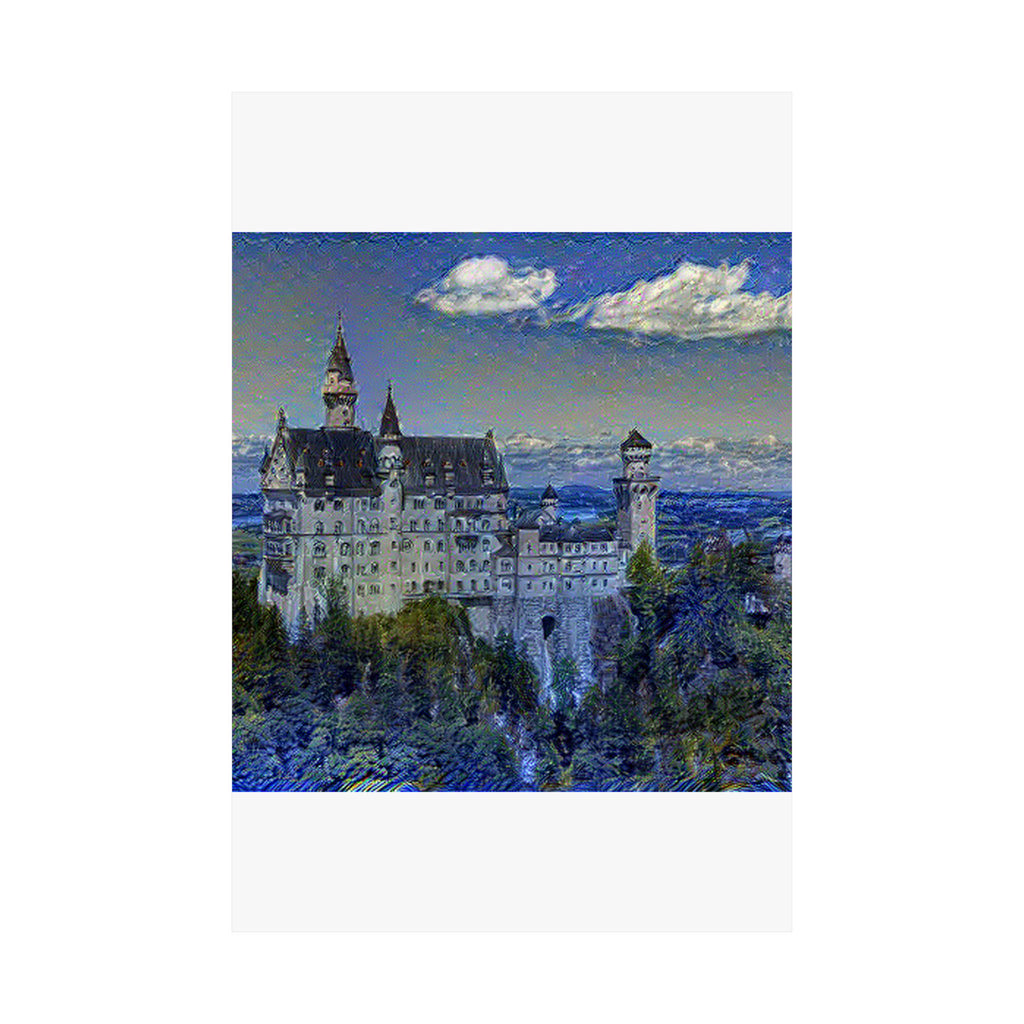 Neuschwanstein Castle in Starry Night Style | Vincent van Gogh Inspired Art