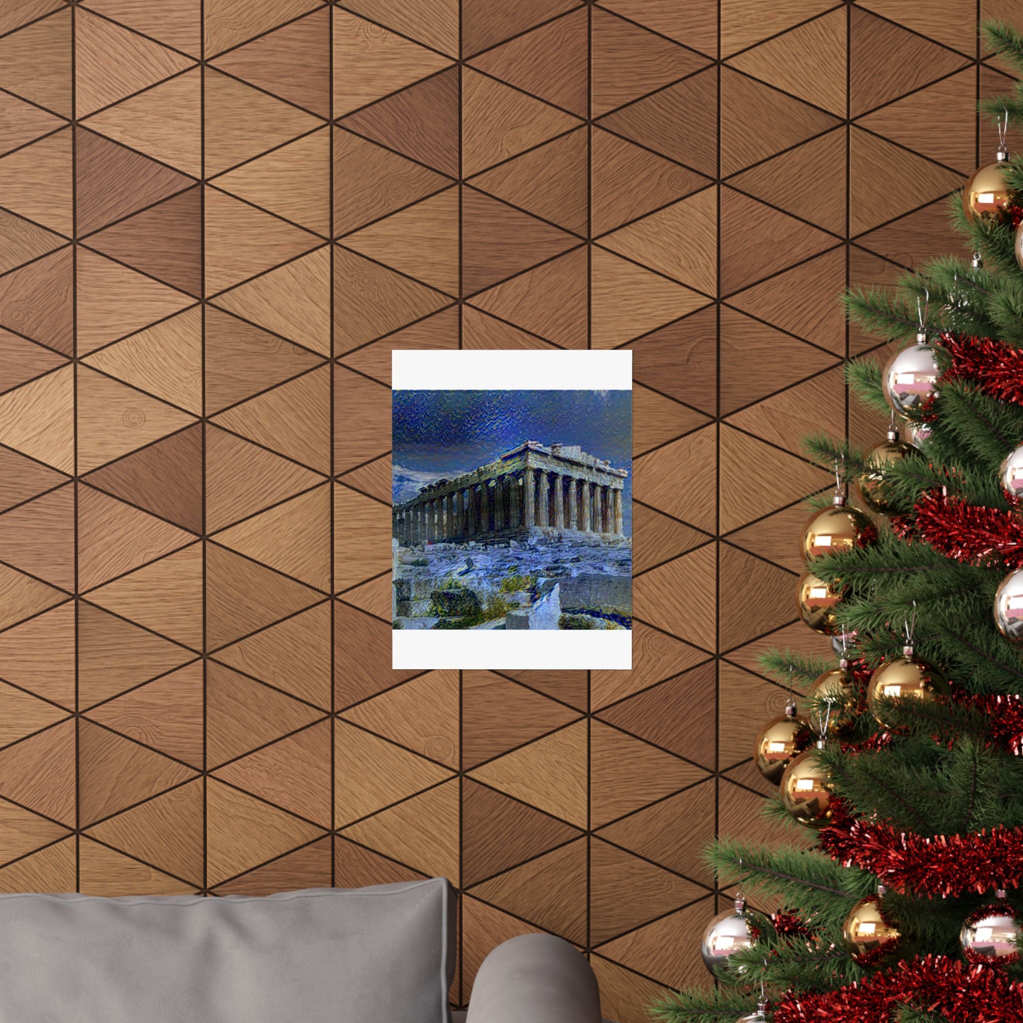 Parthenon in Starry Night Style - Poster Print