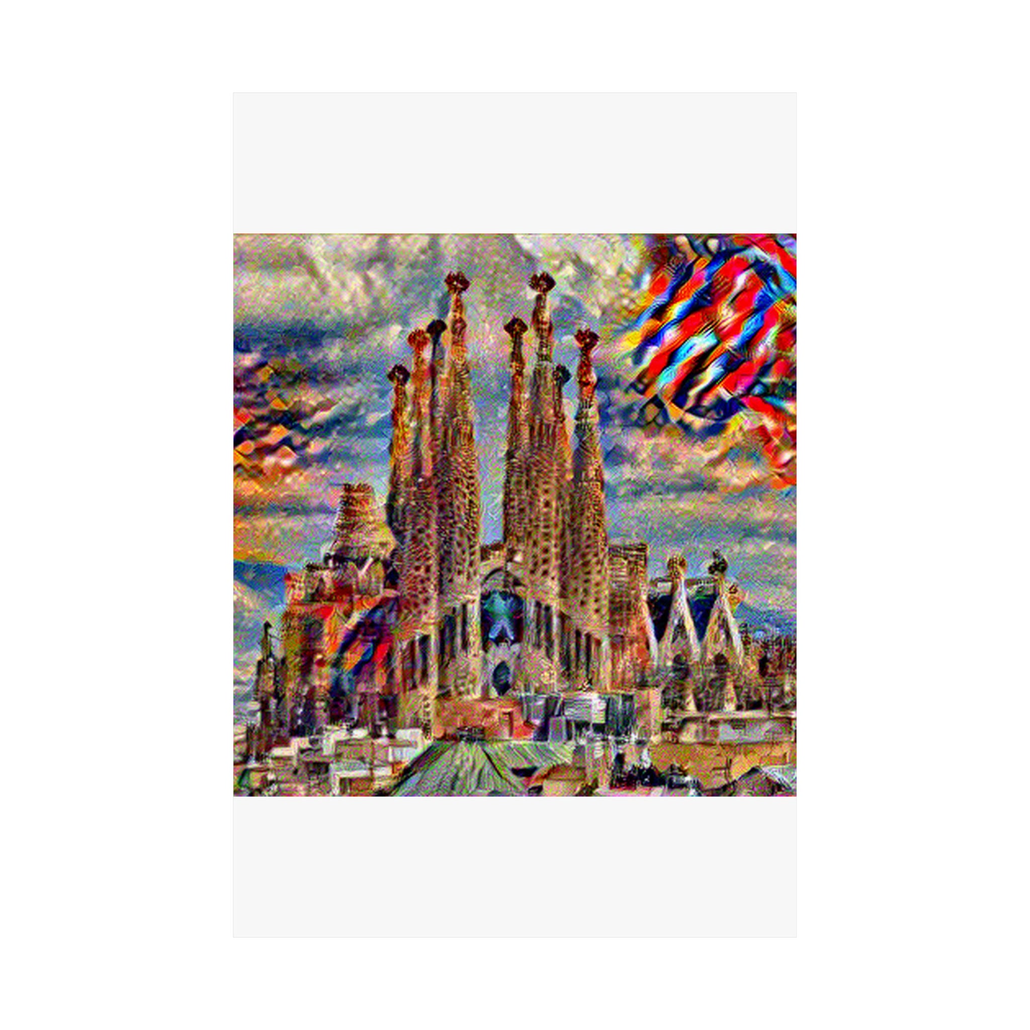 Sagrada Familia in Composition Vii Style - Poster Print