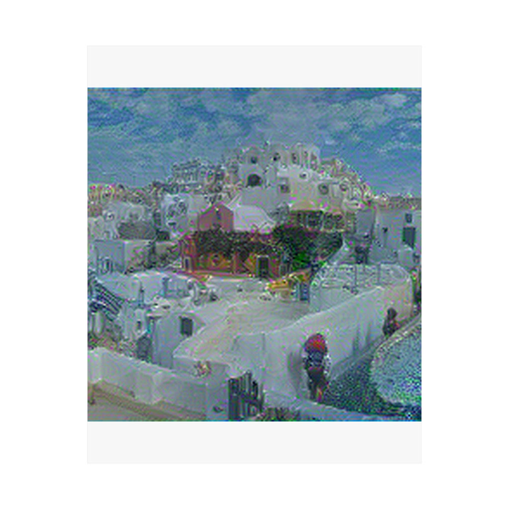 Santorini in Water Lilies Style | Claude Monet Inspired Art