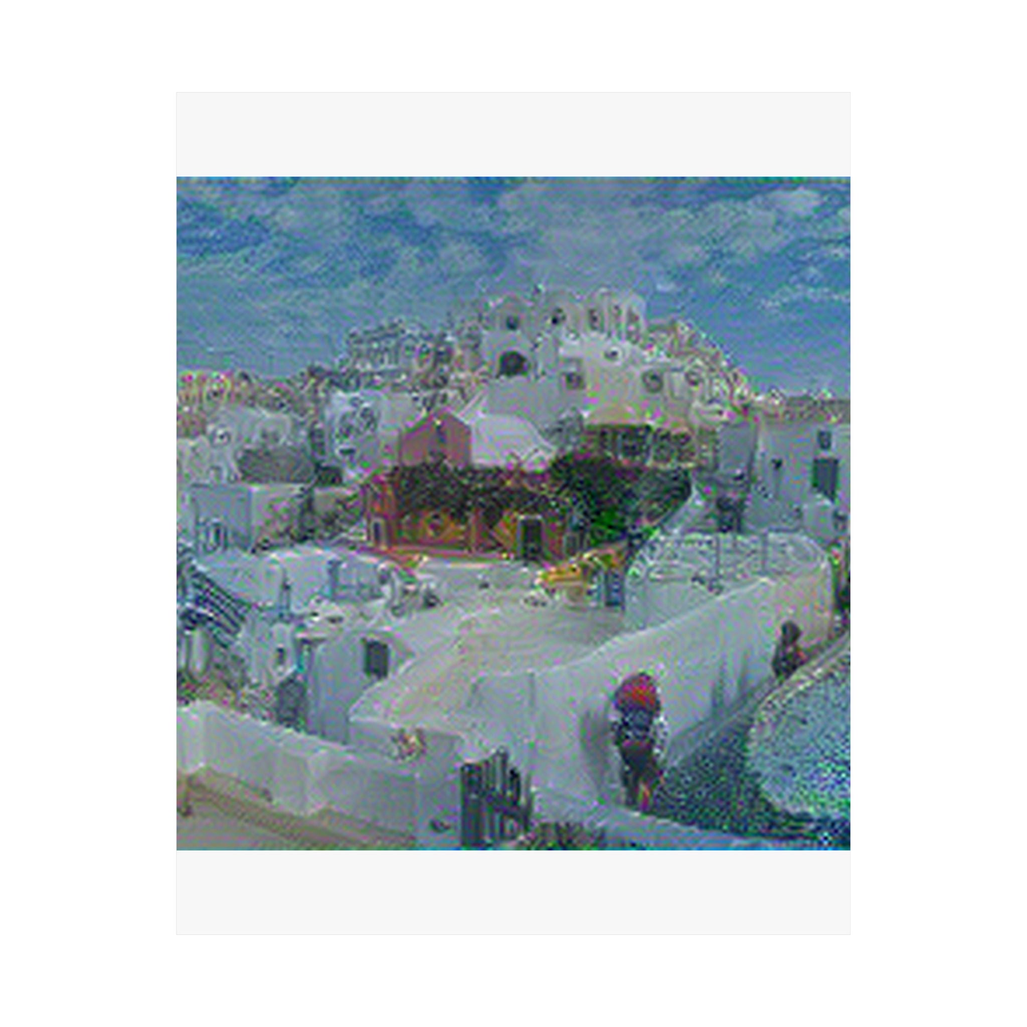 Santorini in Water Lilies Style | Claude Monet Inspired Art