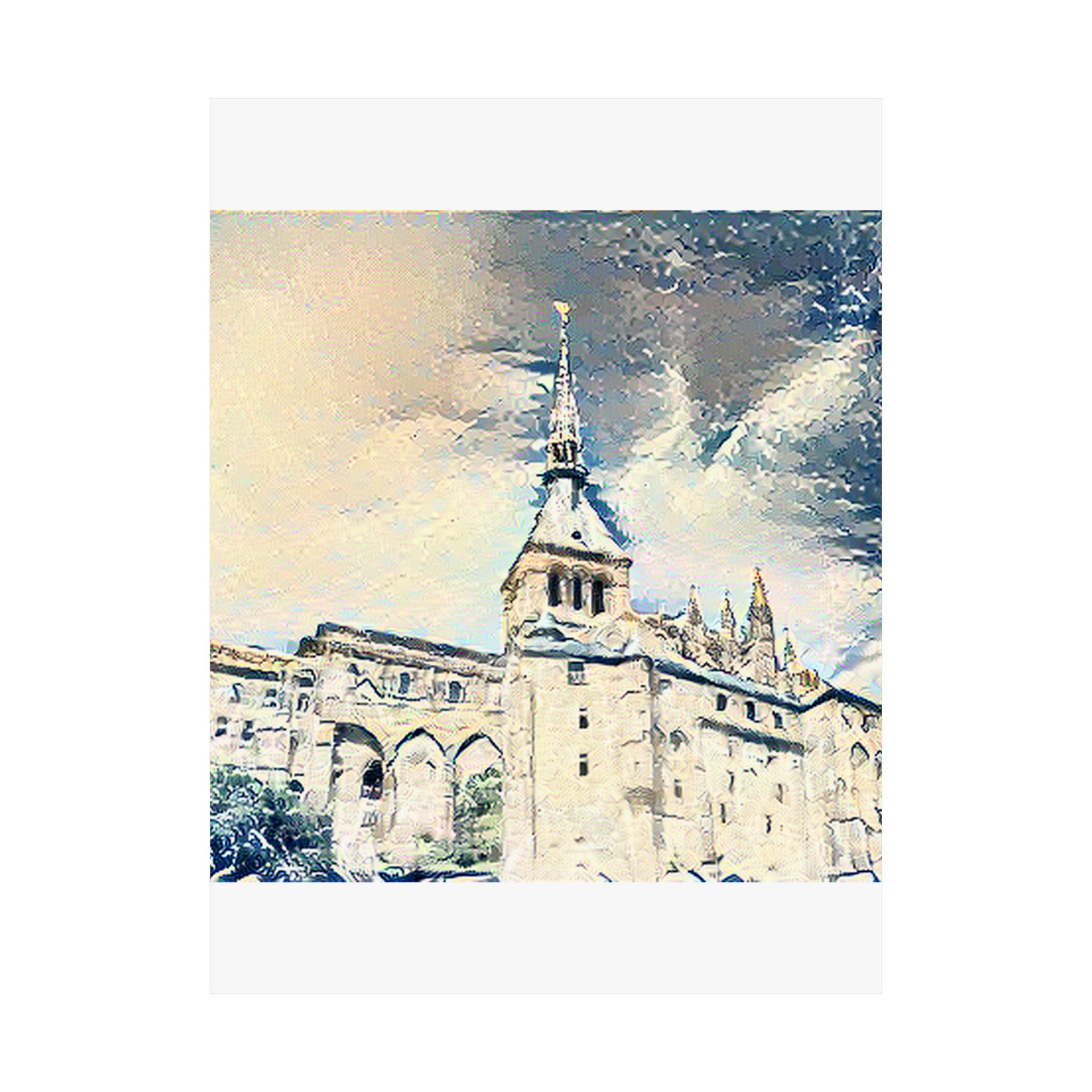 Mont Saint-Michel in The Great Wave off Kanagawa Style | Katsushika Hokusai Inspired Art