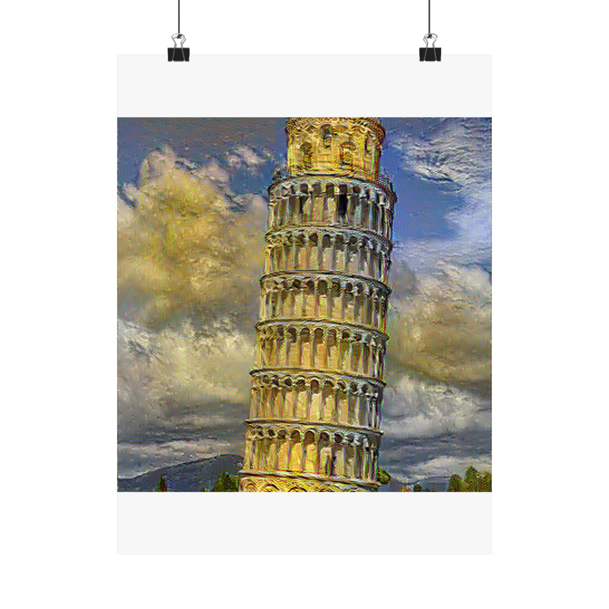 Tower Of Pisa in Cafe Terrace Style - Poster Print
