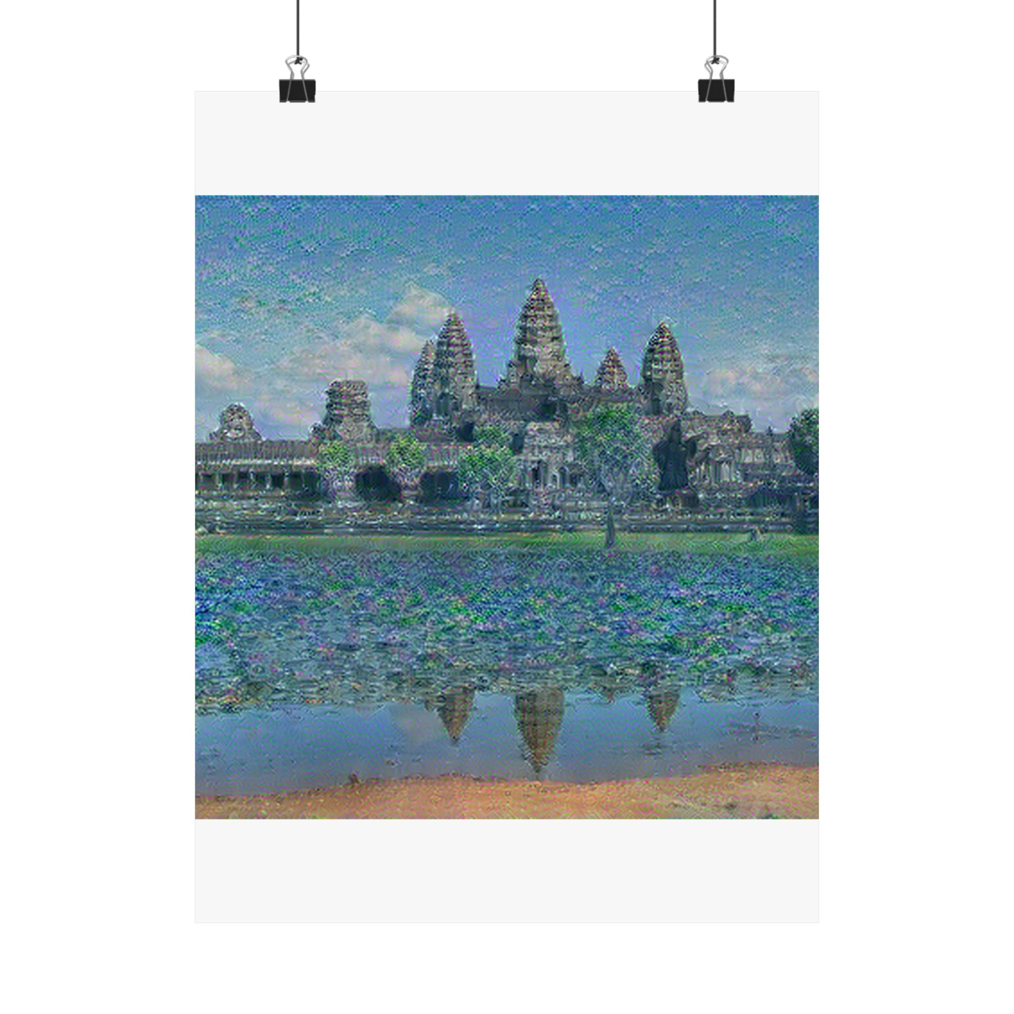 Angkor Wat in Water Lilies Style | Claude Monet Inspired Art
