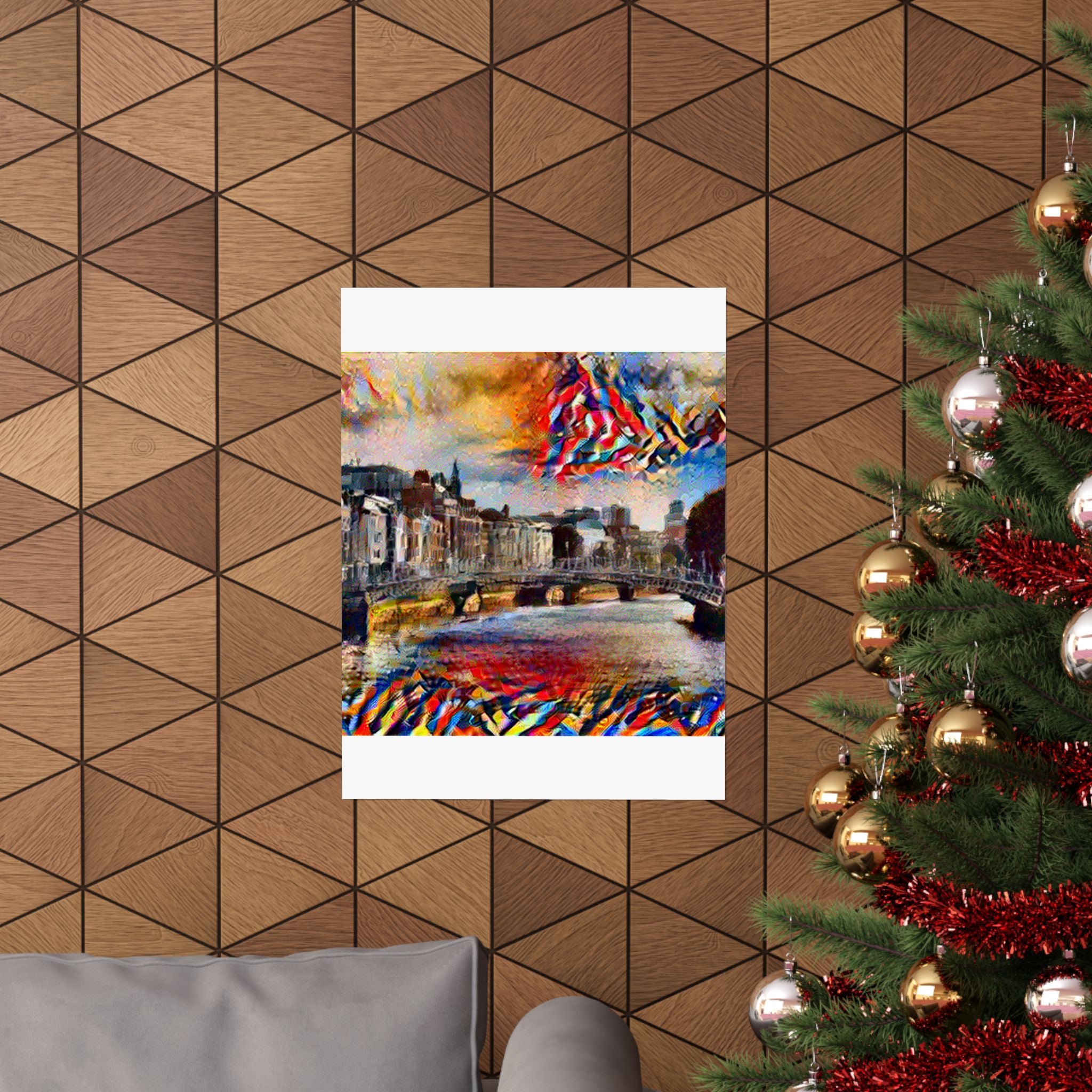 Ha'penny Bridge in Composition VII Style | Wassily Kandinsky Inspired Art