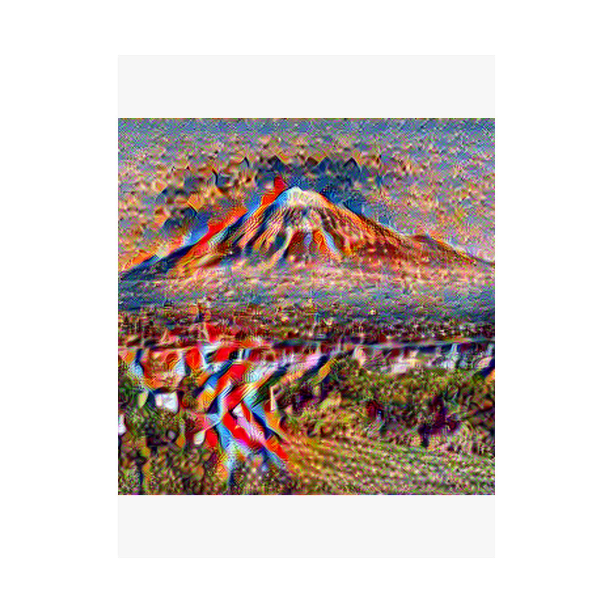 Mount Fuji in Composition Vii Style - Poster Print