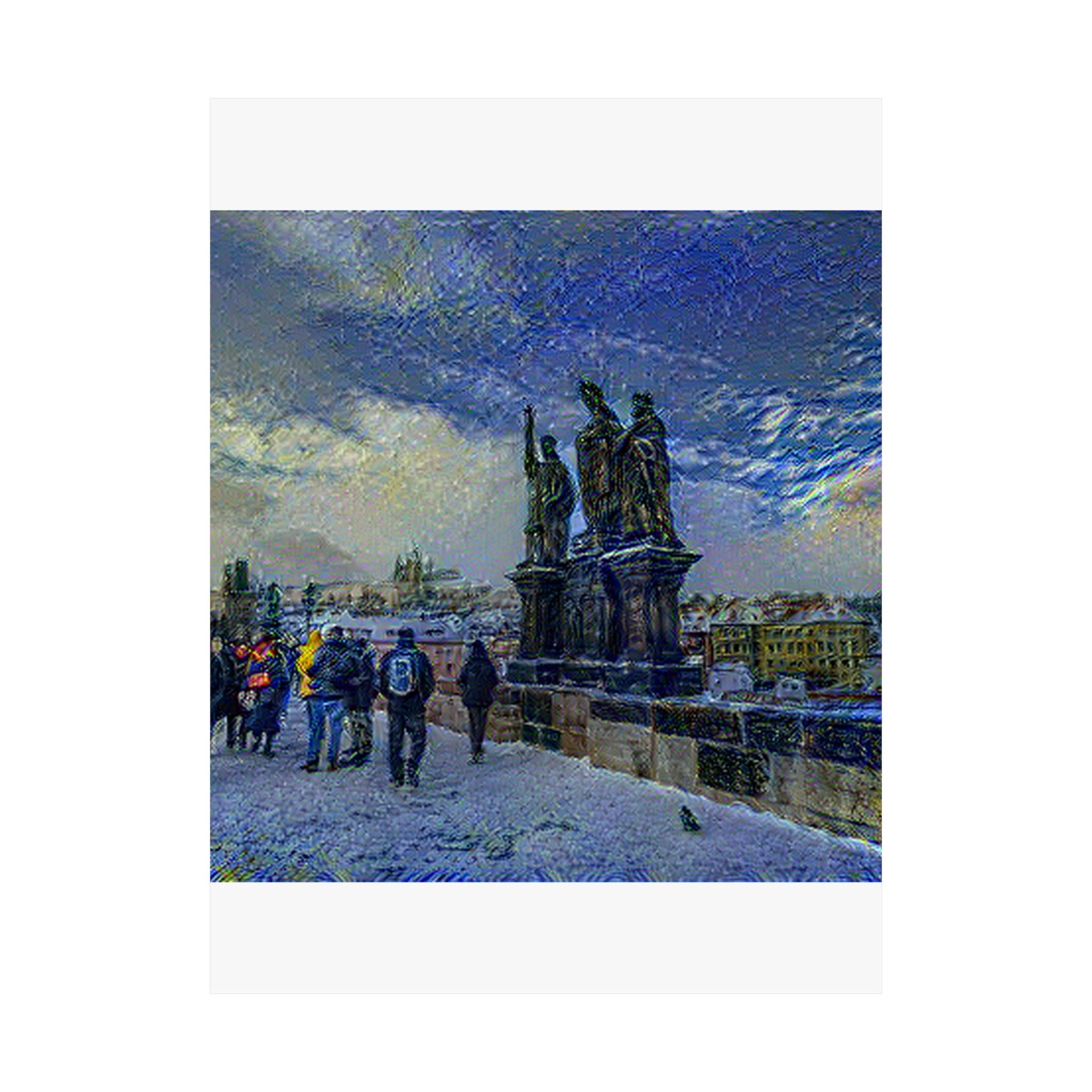 Charles Bridge in Starry Night Style | Vincent van Gogh Inspired Art