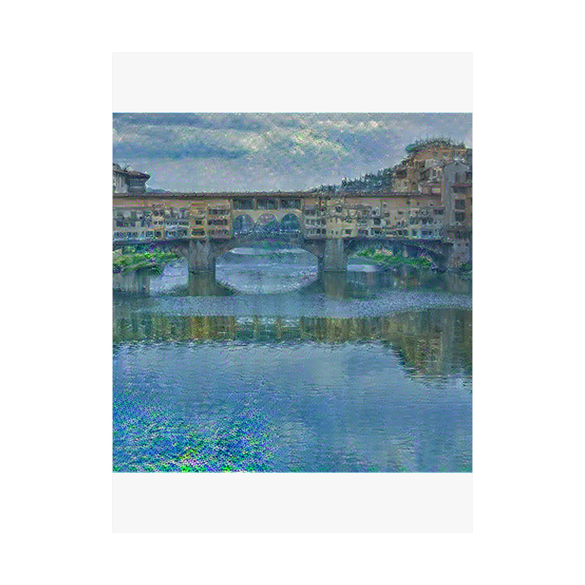 Ponte Vecchio in Water Lilies Style | Claude Monet Inspired Art