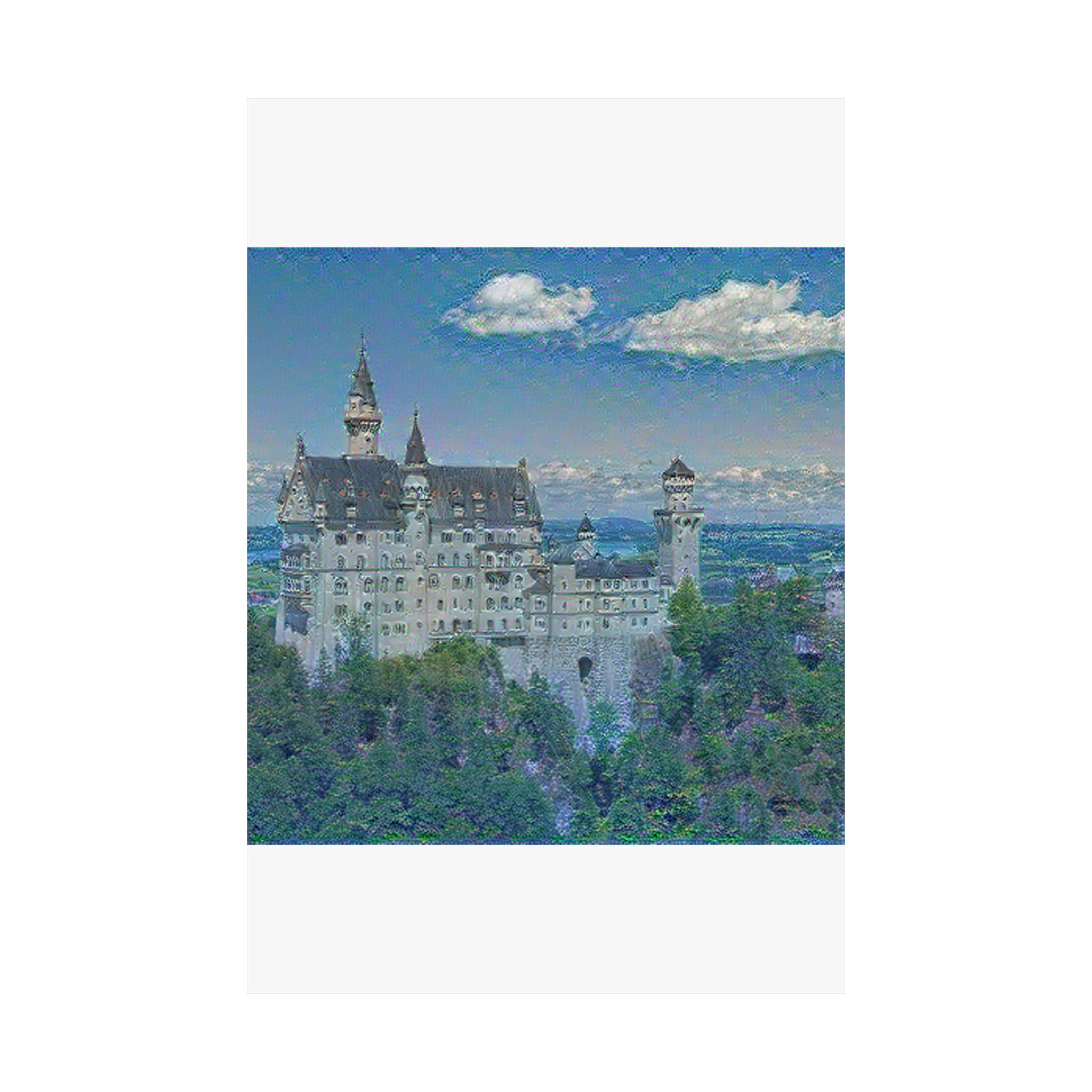 Neuschwanstein in Water Lilies Style - Poster Print