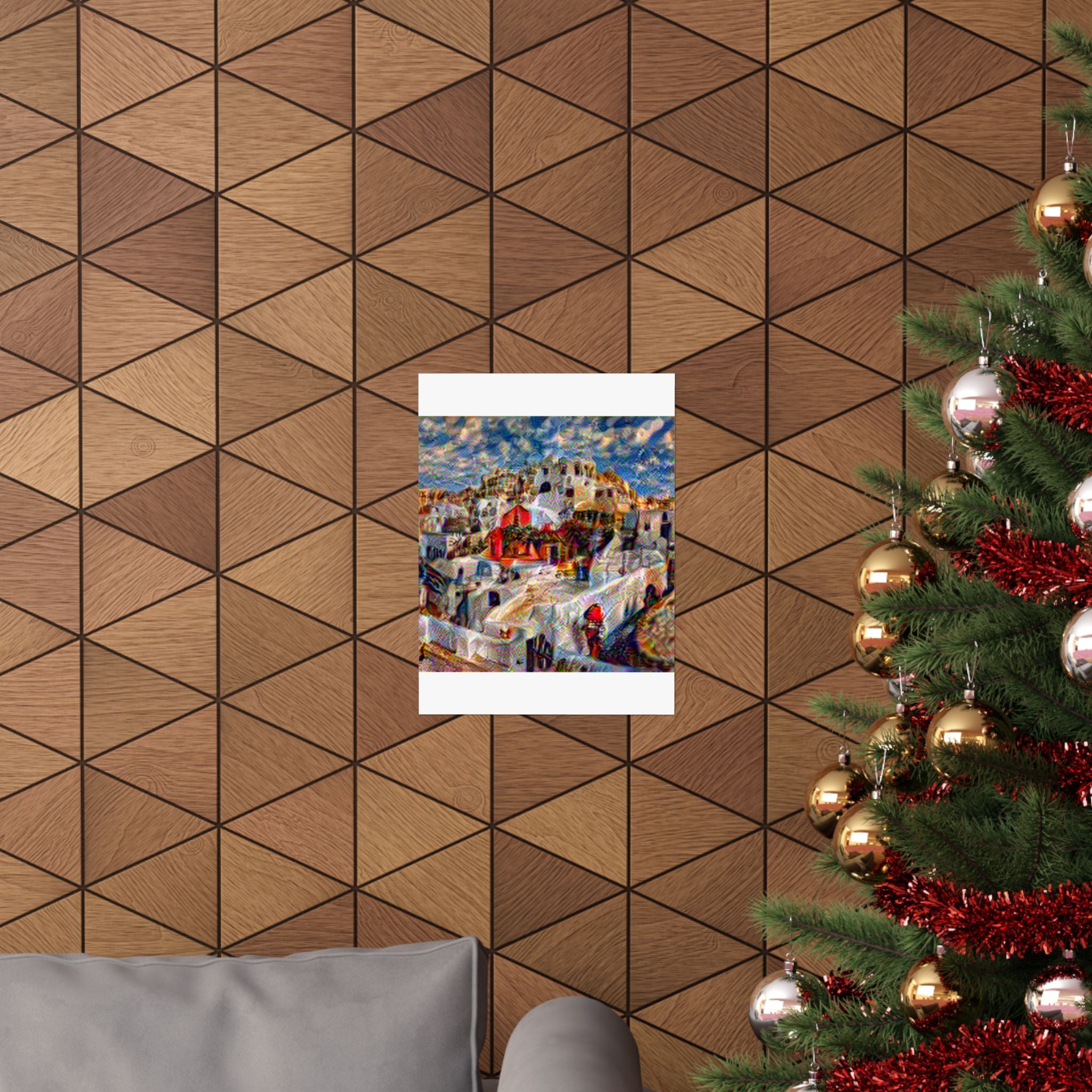 Santorini in Composition Vii Style - Poster Print