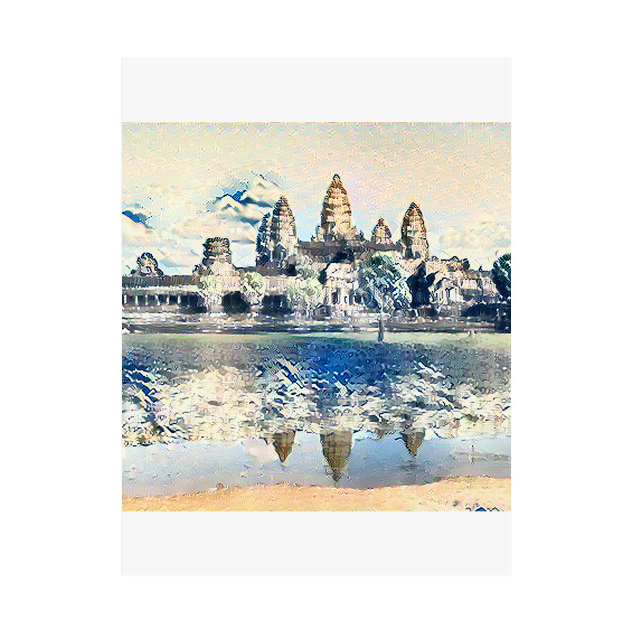 Angkor Wat in The Great Wave off Kanagawa Style | Katsushika Hokusai Inspired Art