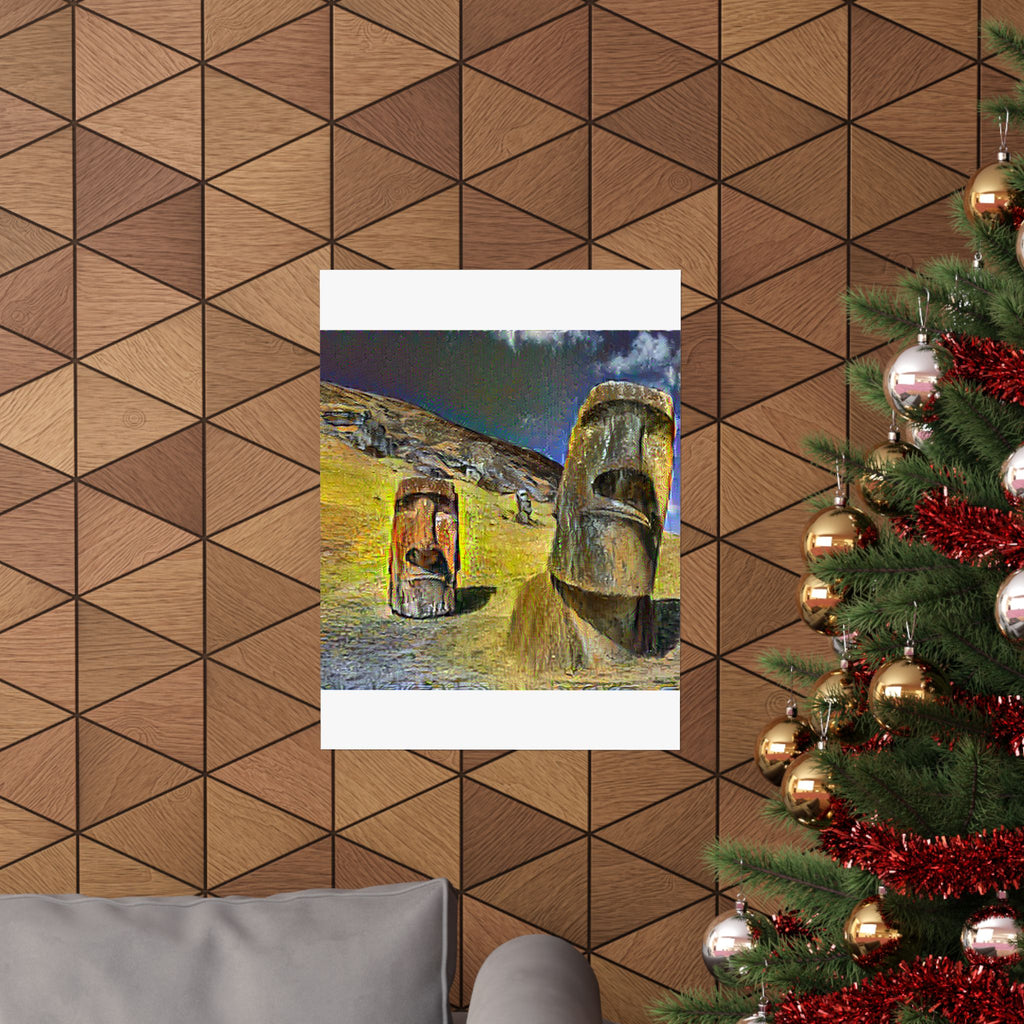 Moai in Cafe Terrace Style - Poster Print