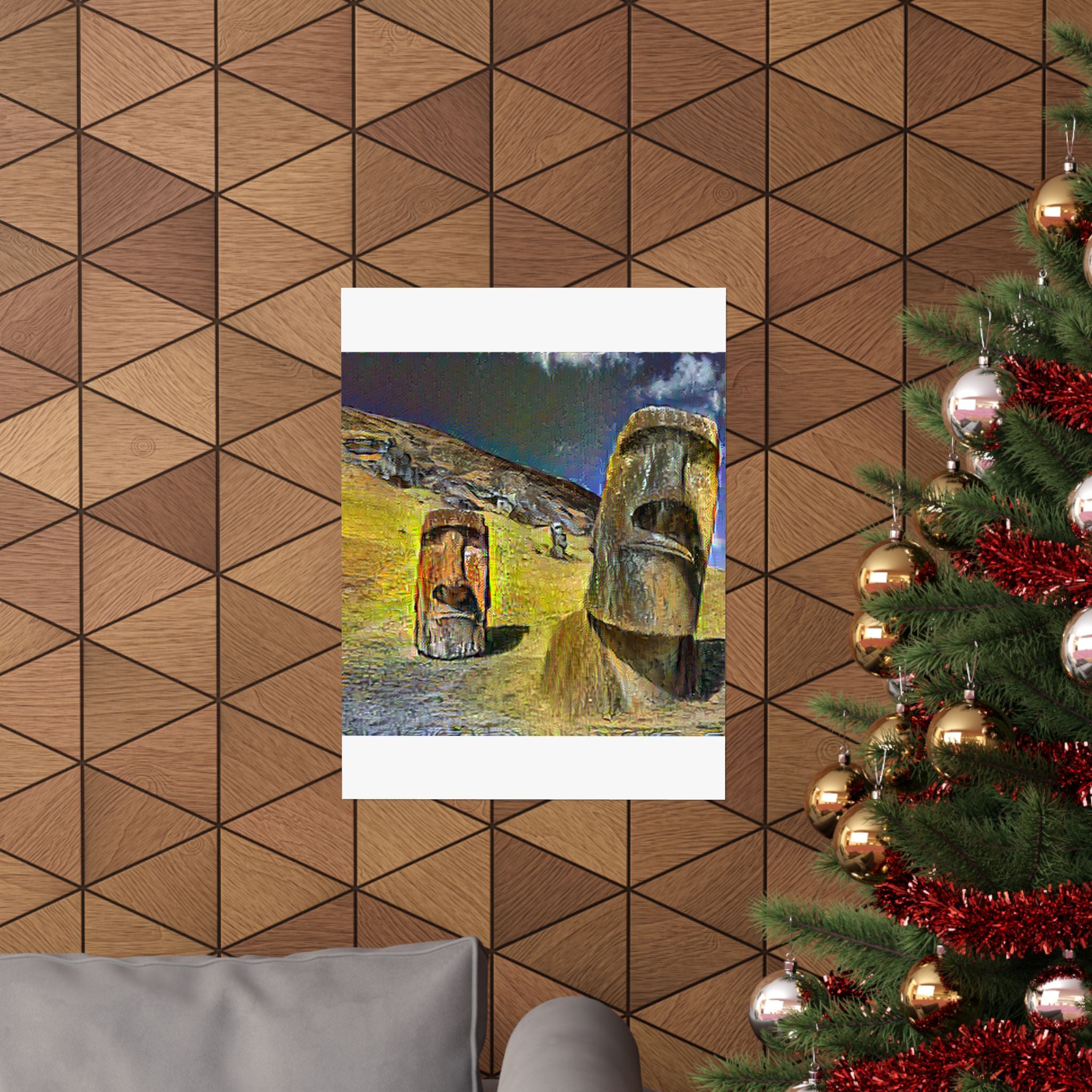 Moai in Cafe Terrace Style - Poster Print