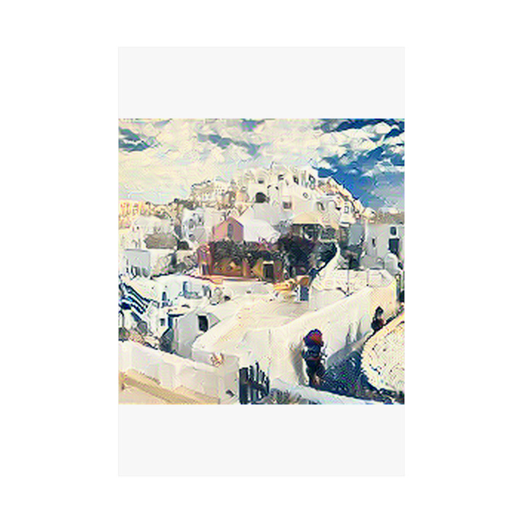 Santorini in The Great Wave off Kanagawa Style | Katsushika Hokusai Inspired Art