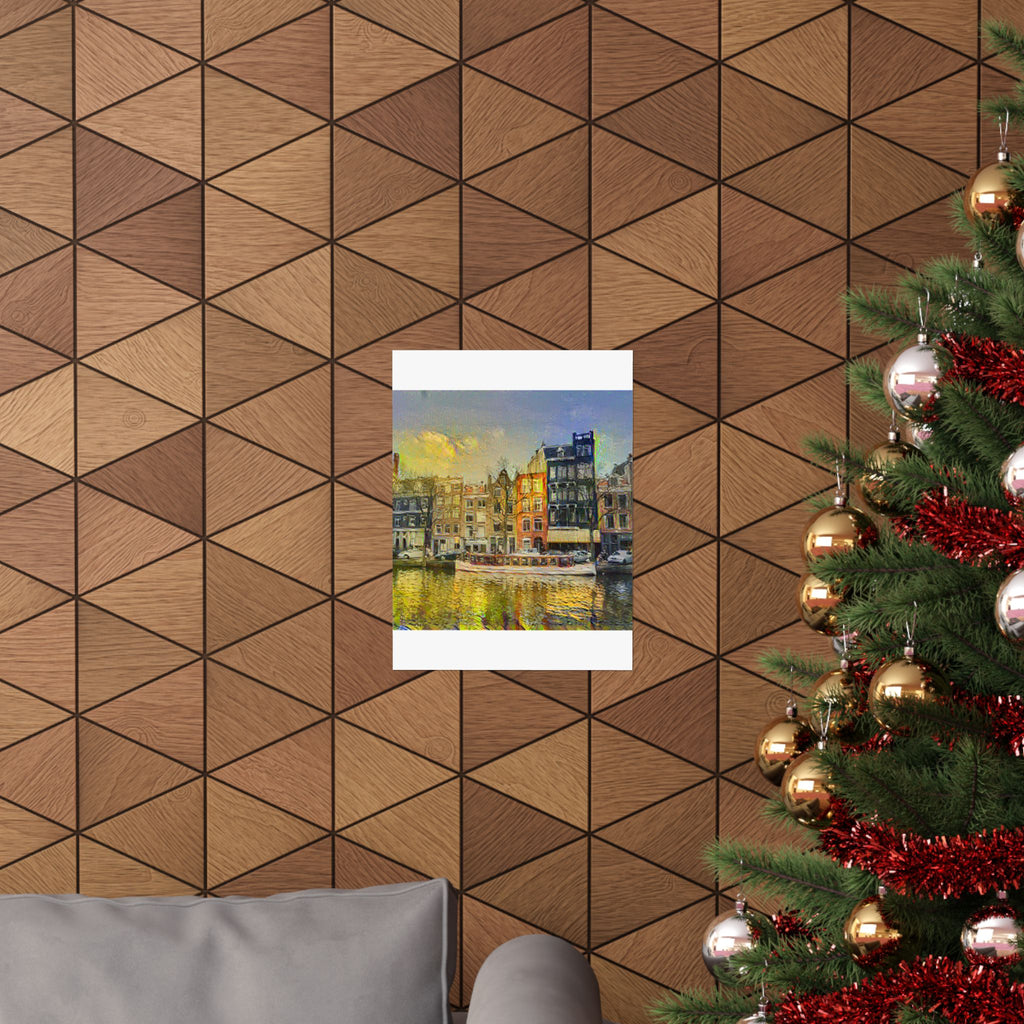 Amsterdam Canal Ring in Cafe Terrace at Night Style | Vincent van Gogh Inspired Art