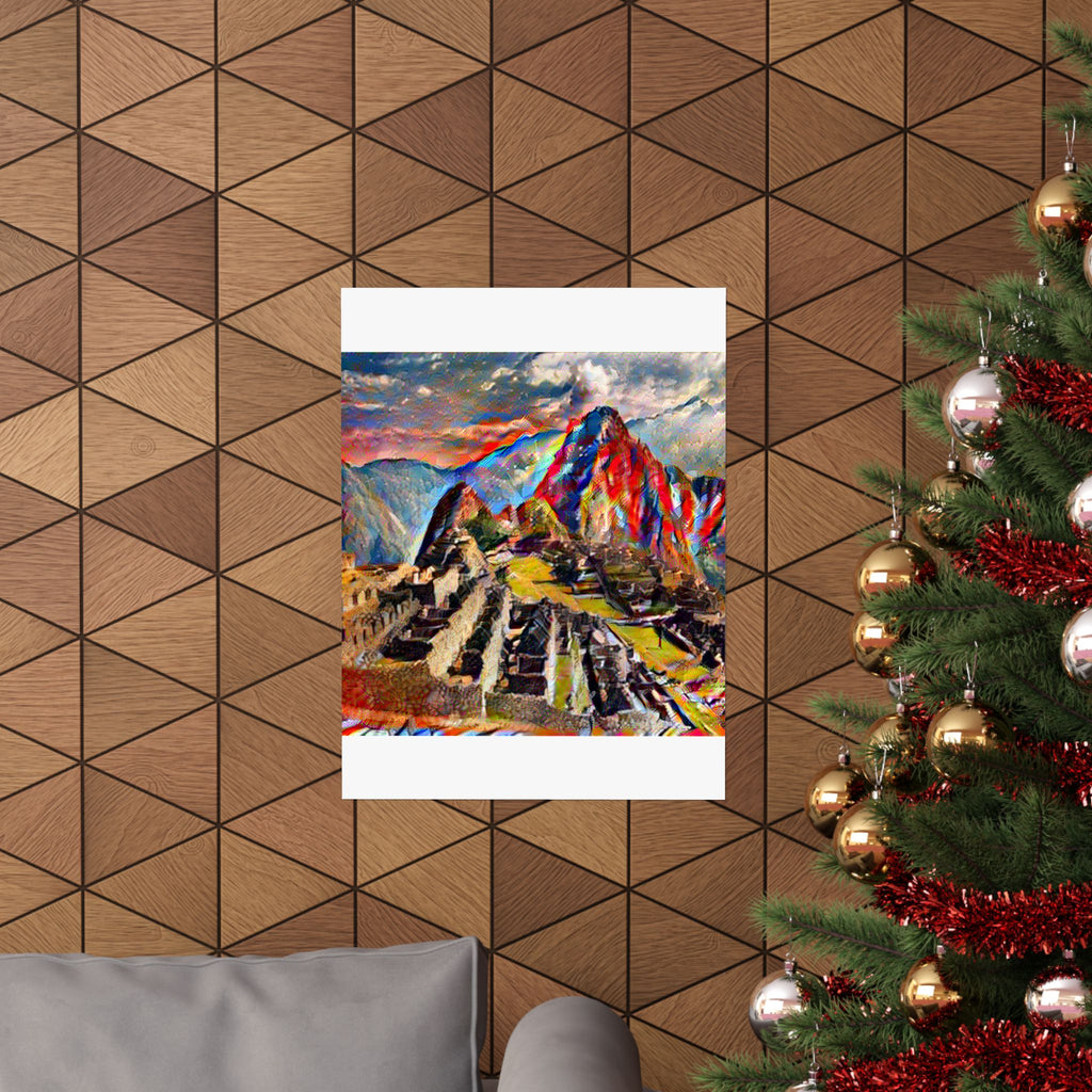 Machu Picchu in Composition Vii Style - Poster Print