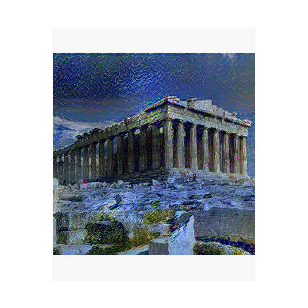Parthenon in Starry Night Style - Poster Print