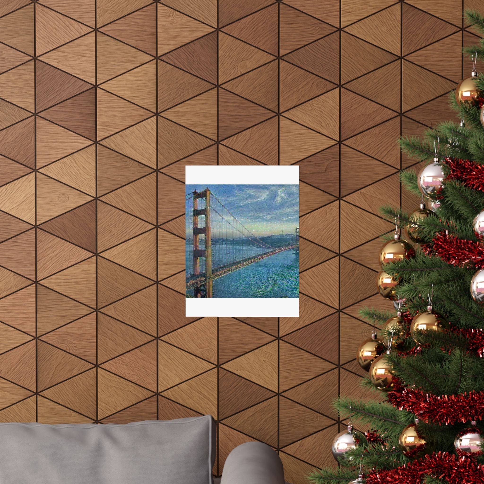 Golden Gate in Water Lilies Style - Poster Print