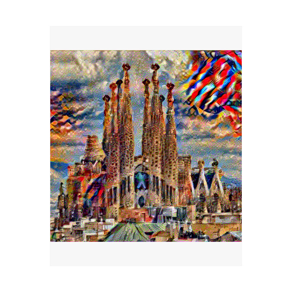 Sagrada Familia in Composition Vii Style - Poster Print