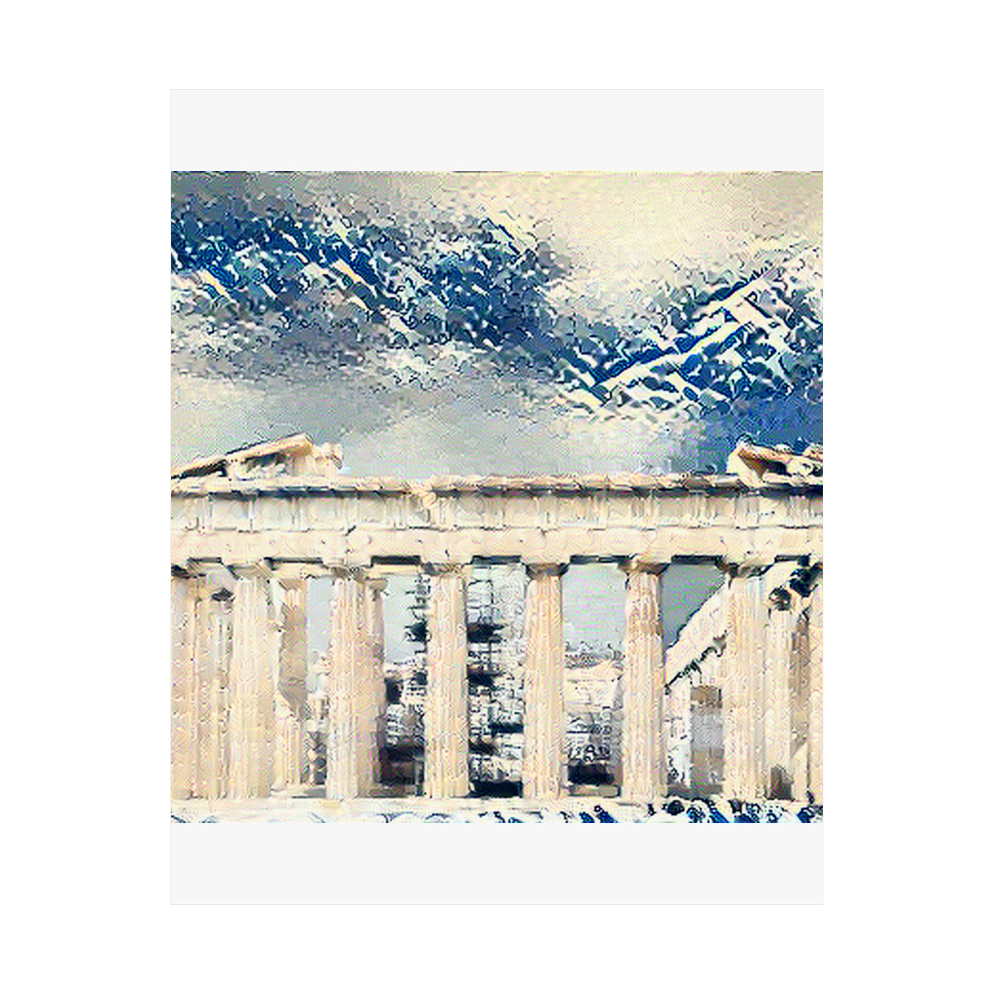 Acropolis Athens in Great Wave Style - Poster Print
