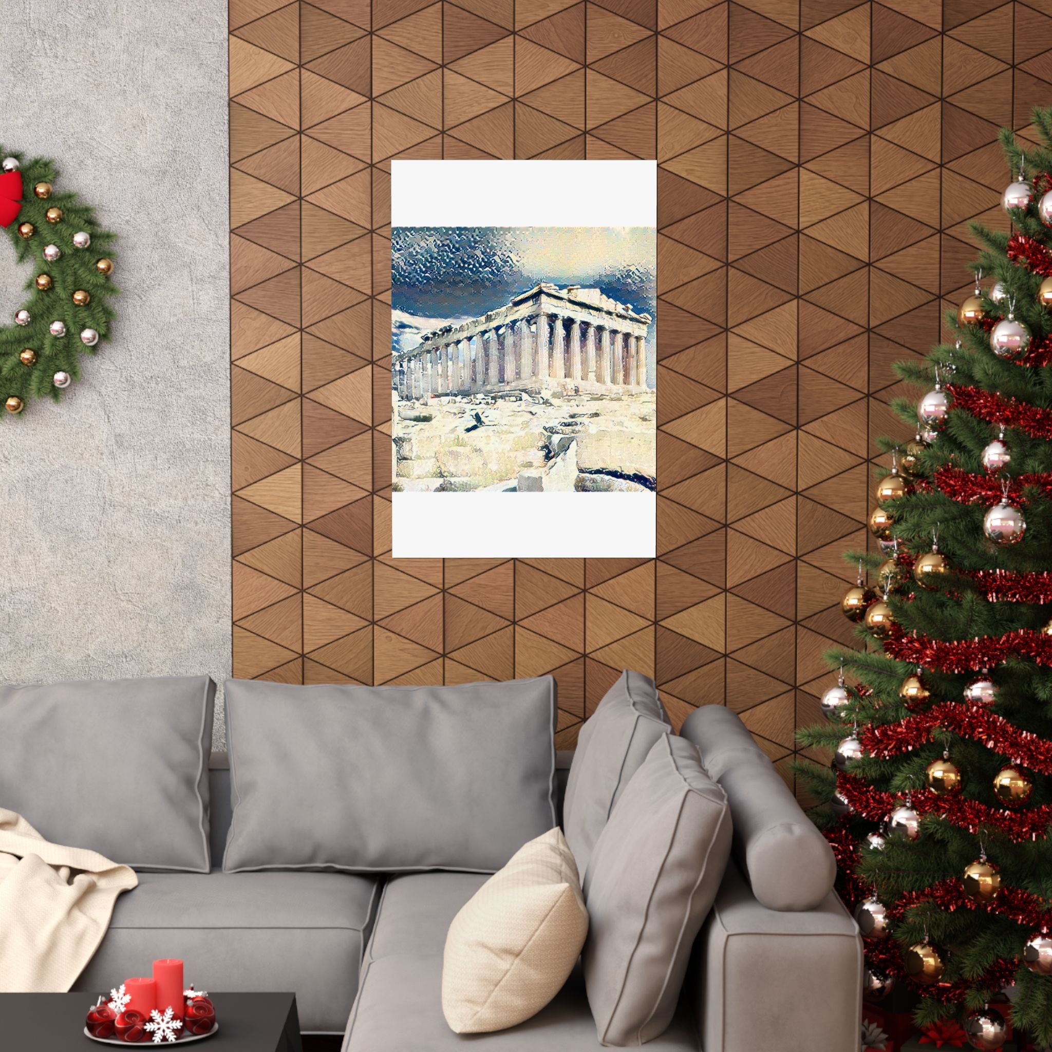 Parthenon in Great Wave Style - Poster Print