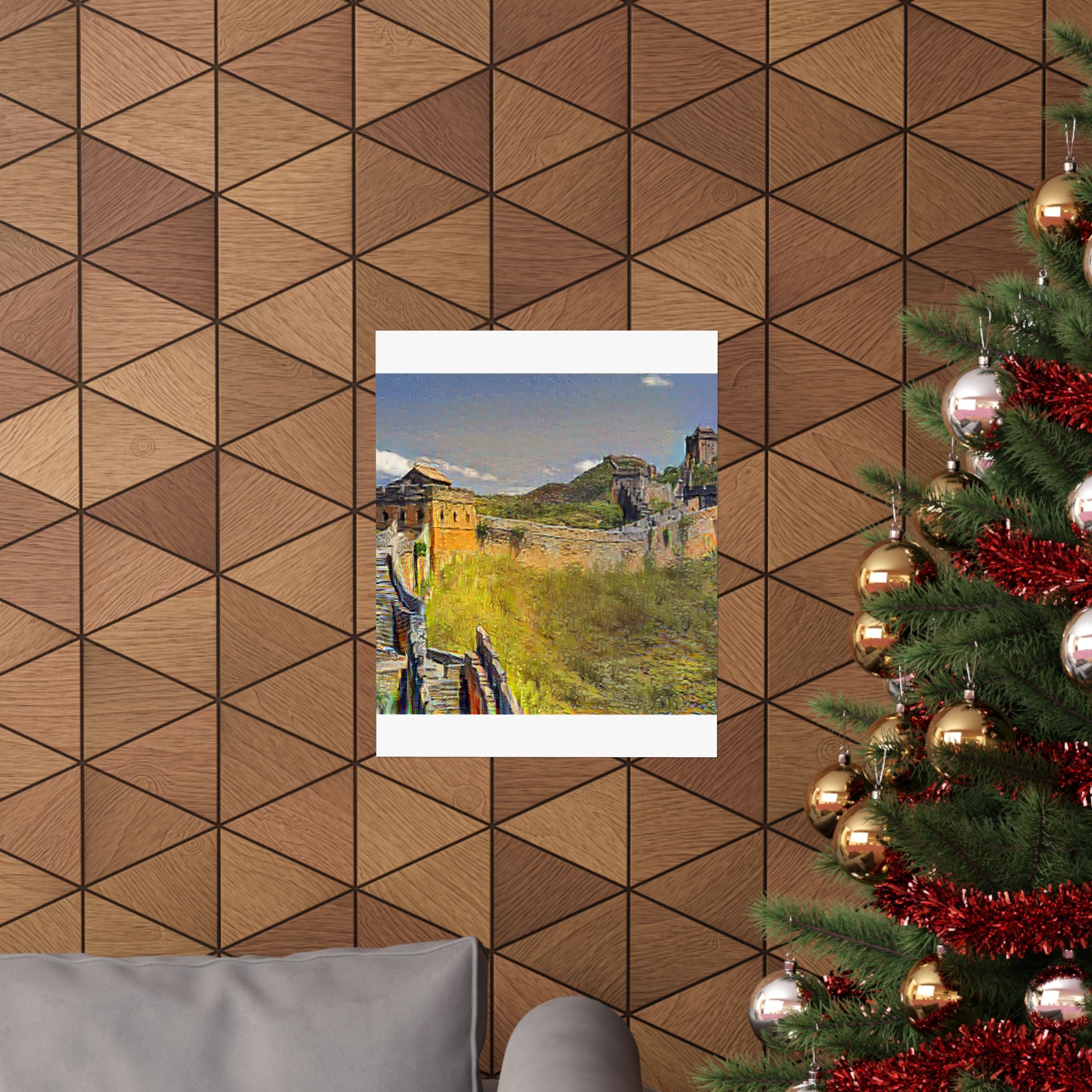 Great Wall of China in Cafe Terrace at Night Style | Vincent van Gogh Inspired Art