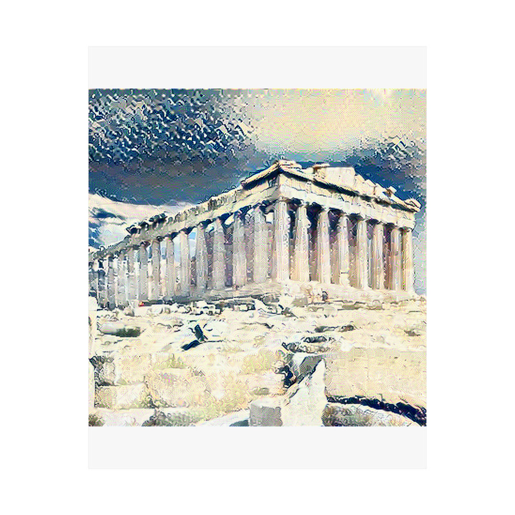 Parthenon in Great Wave Style - Poster Print