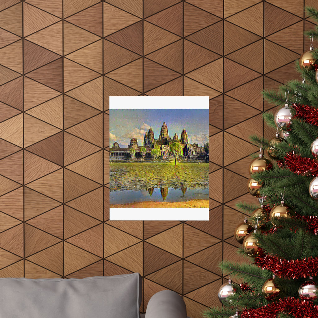 Angkor Wat in Cafe Terrace at Night Style | Vincent van Gogh Inspired Art