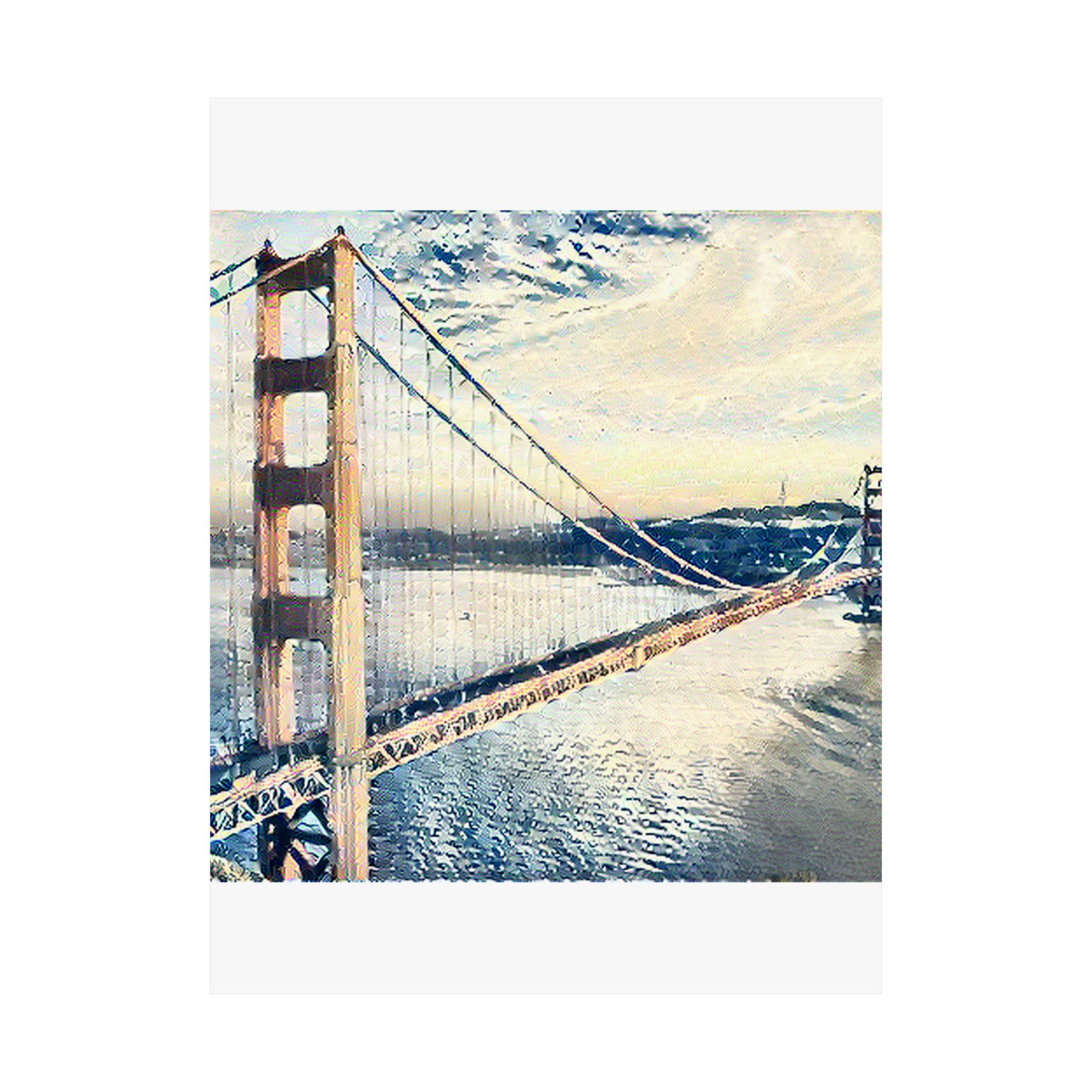 Golden Gate Bridge in The Great Wave off Kanagawa Style | Katsushika Hokusai Inspired Art