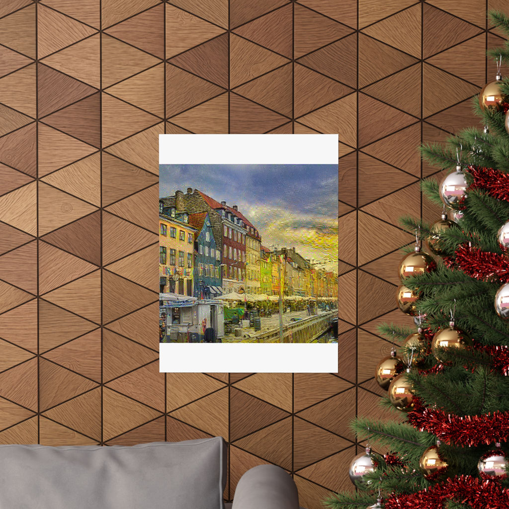 Nyhavn in Cafe Terrace at Night Style | Vincent van Gogh Inspired Art